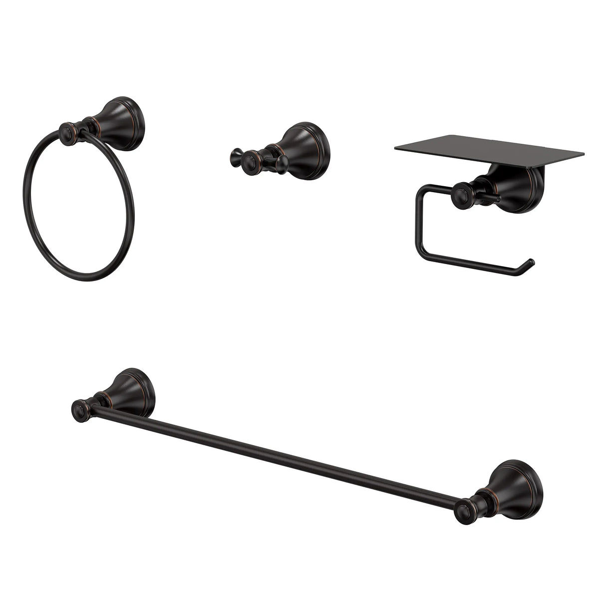 Four-Piece Wall-Mounted Bathroom Hardware Set with Phone Shelf