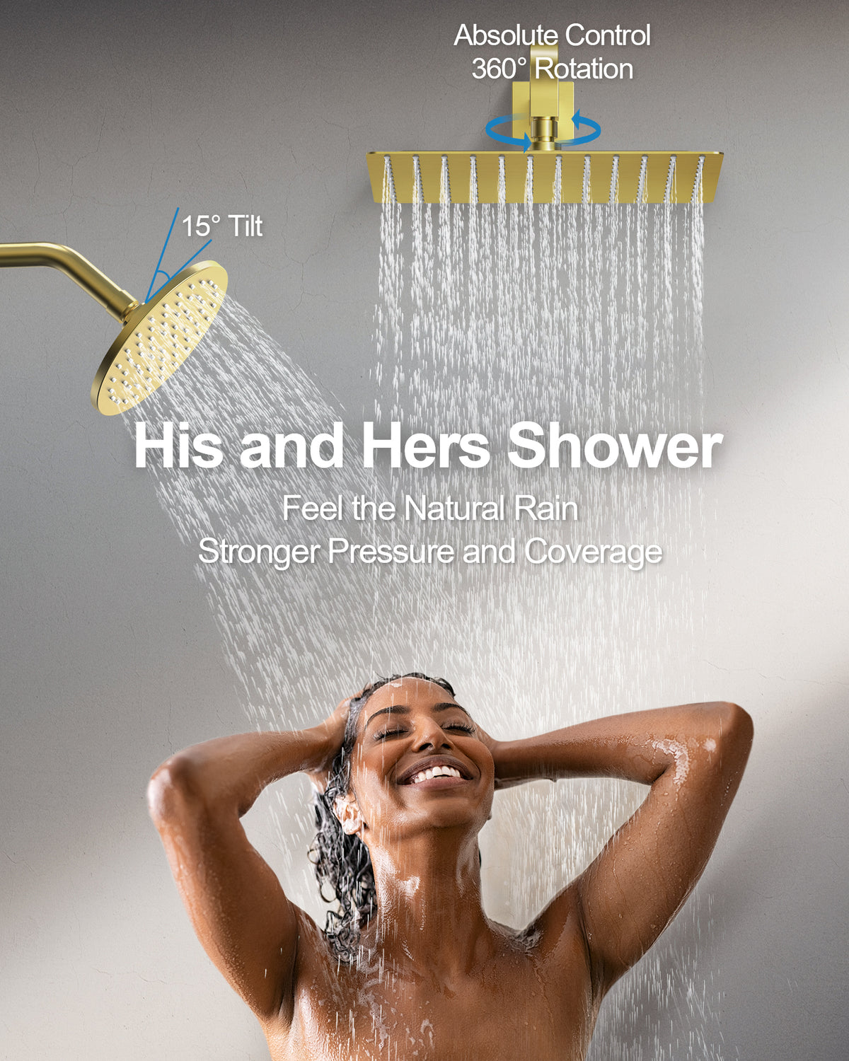 Wall-Mounted Thermostatic Dual Shower System with Six Body Jets