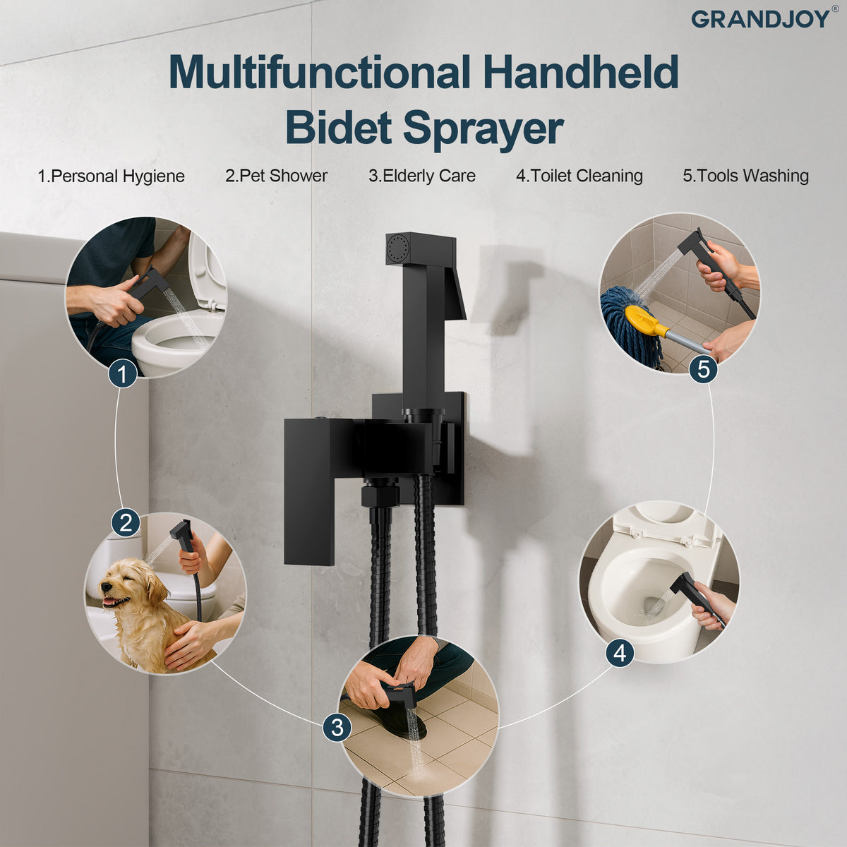 Wall-Mounted Brass Bidet Sprayer Set with Hot and Cold Control
