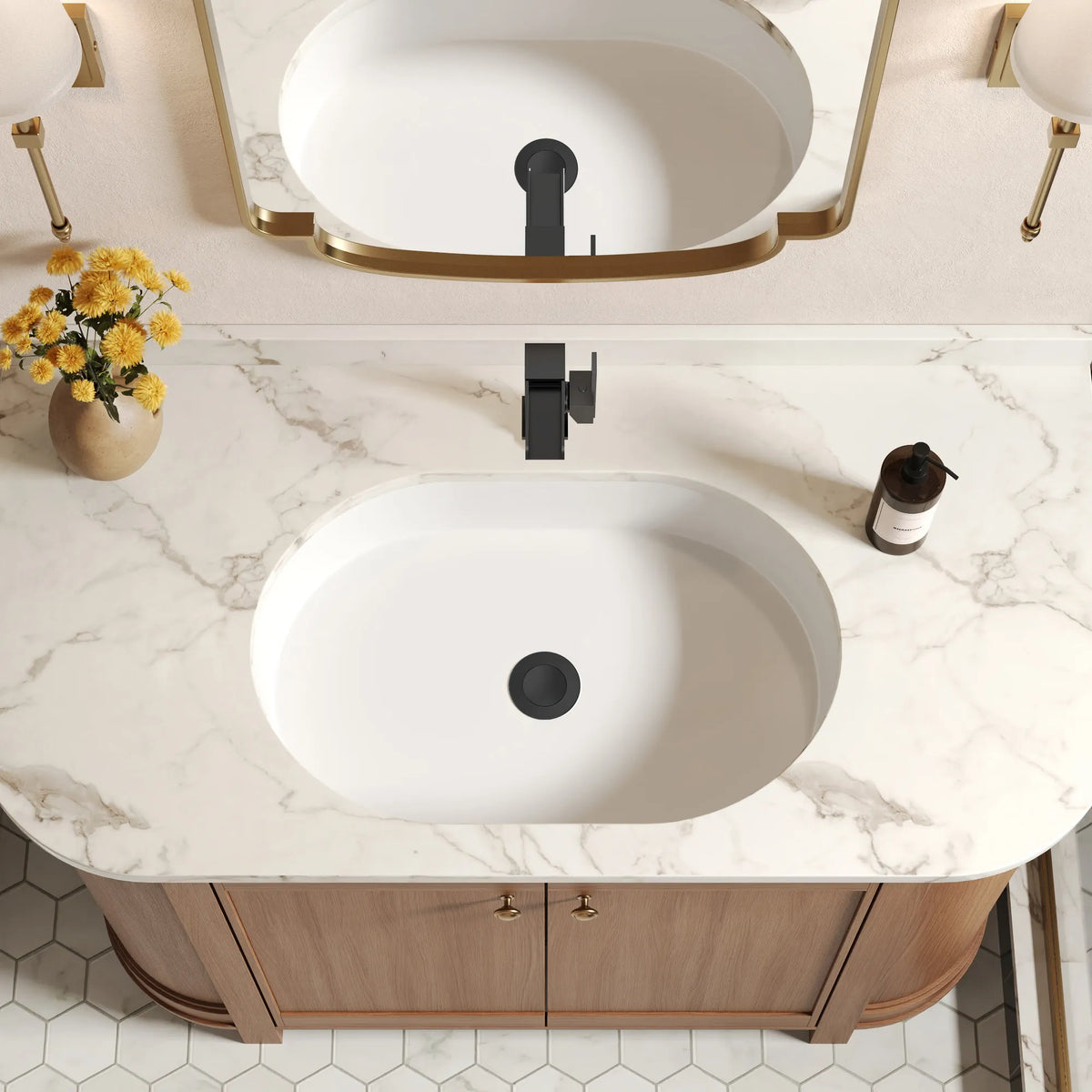 Single-Handle LED Waterfall Bathroom Sink Faucet With Pop-Up Drain