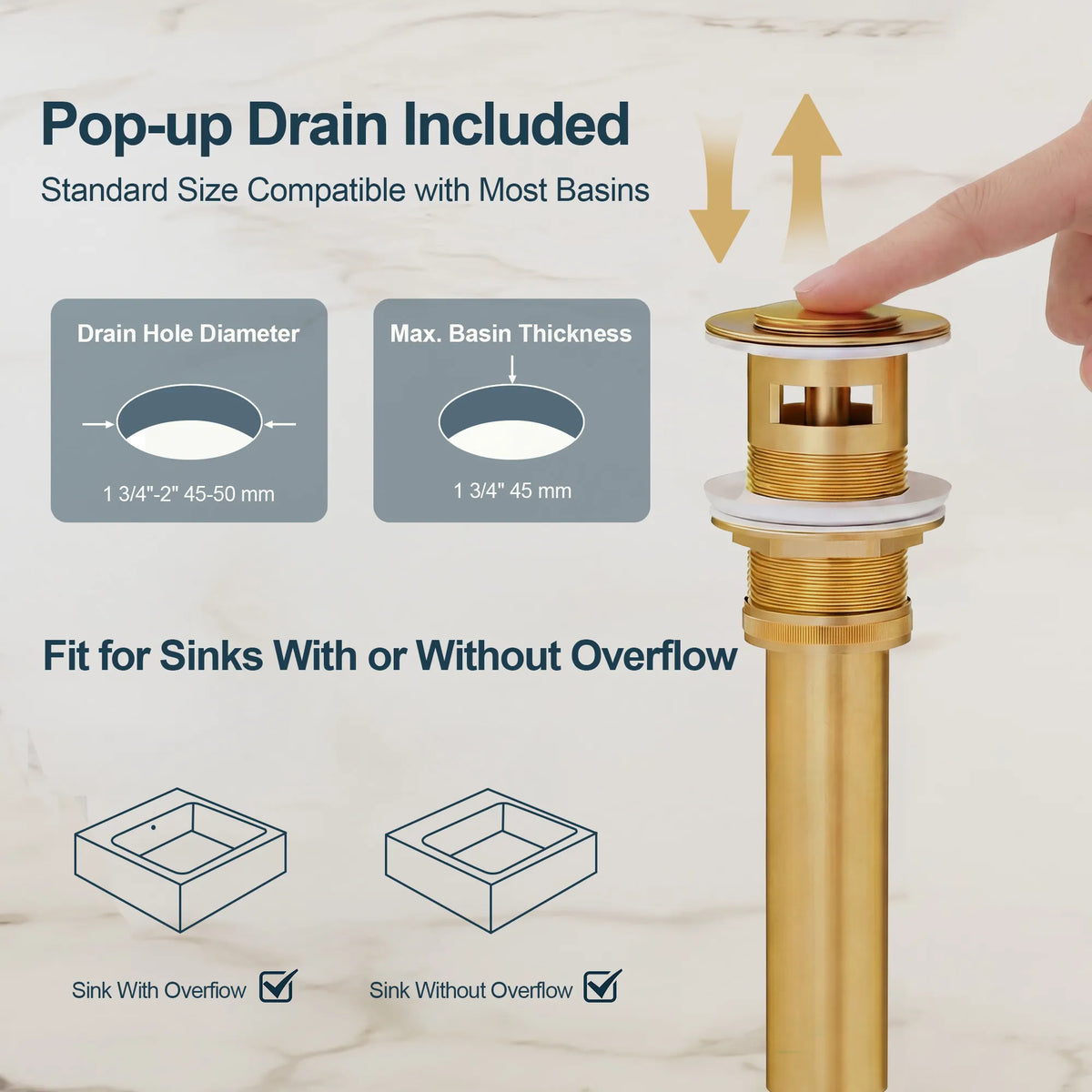 Single-Handle Wall-Mount Bathroom Sink Faucet With Pop-Up Drain