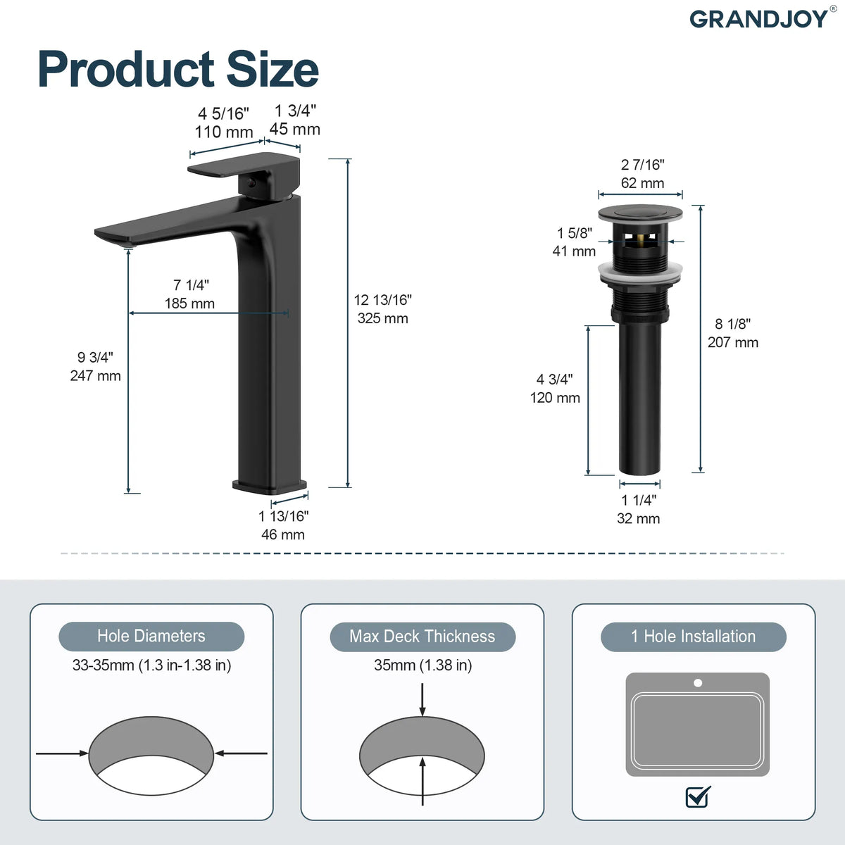 Single-Handle Vessel Bathroom Sink Faucet With Pop-Up Drain