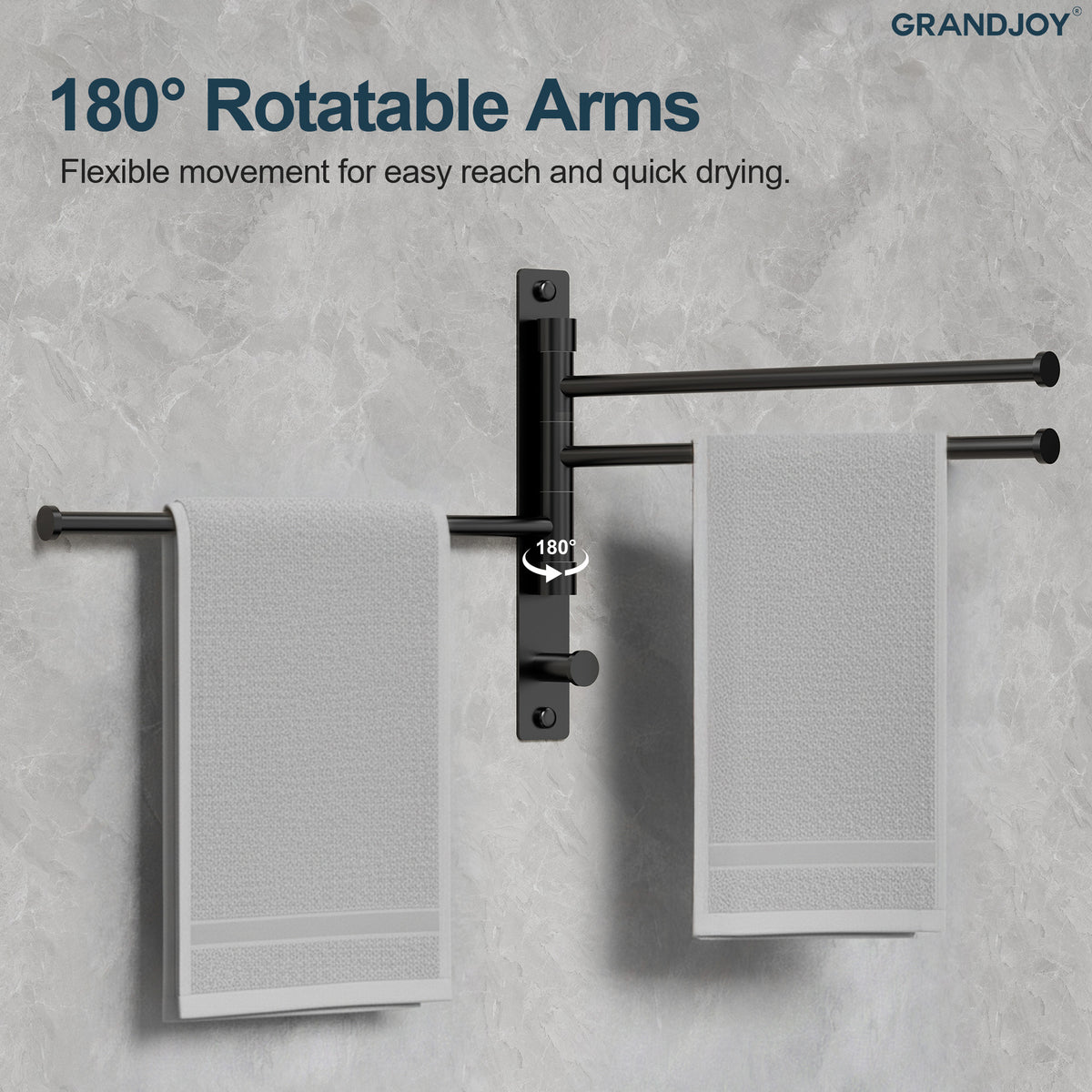 Three-Arm Wall-Mounted Rotating Stainless Steel Towel Rack for Bathrooms