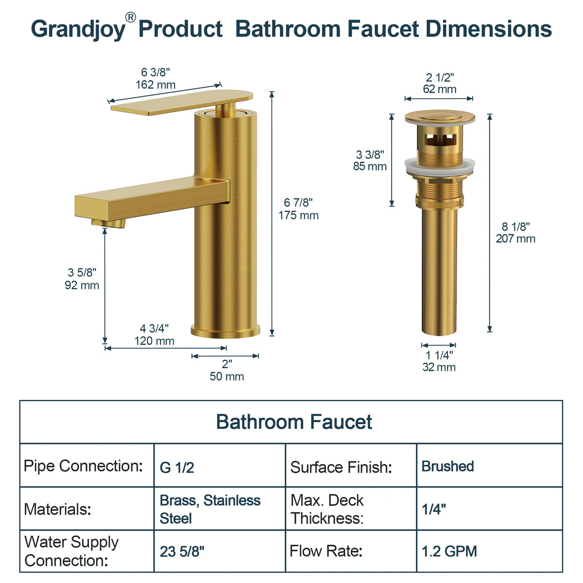Single-Hole Bathroom Sink Faucet With Pop-Up Drain