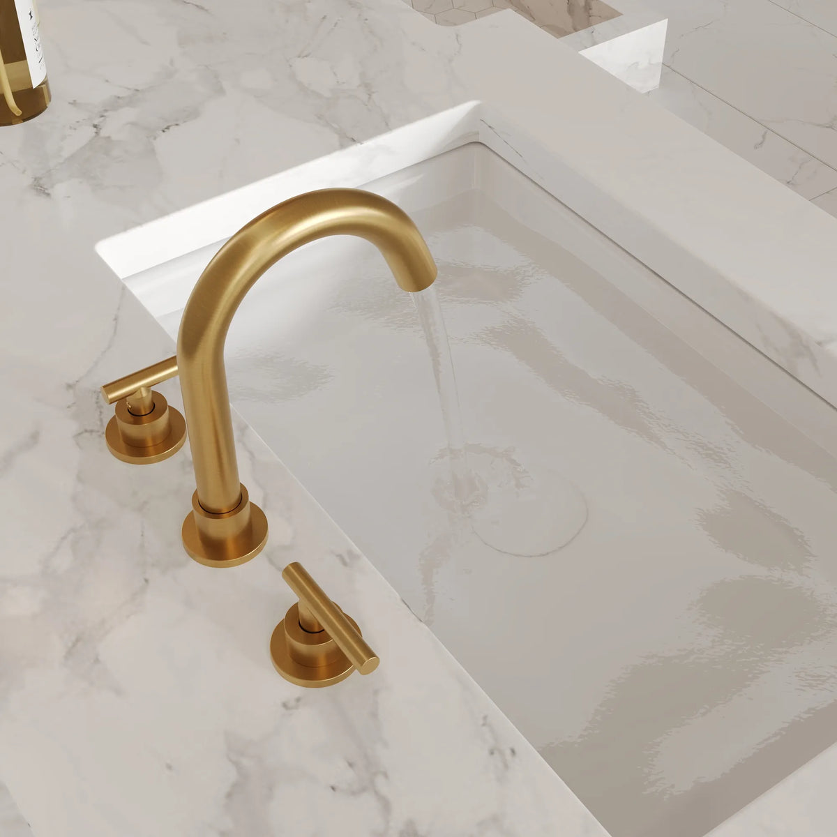 Two-Handle Mid Arc Widespread Bathroom Sink Faucet With Pop-Up Drain
