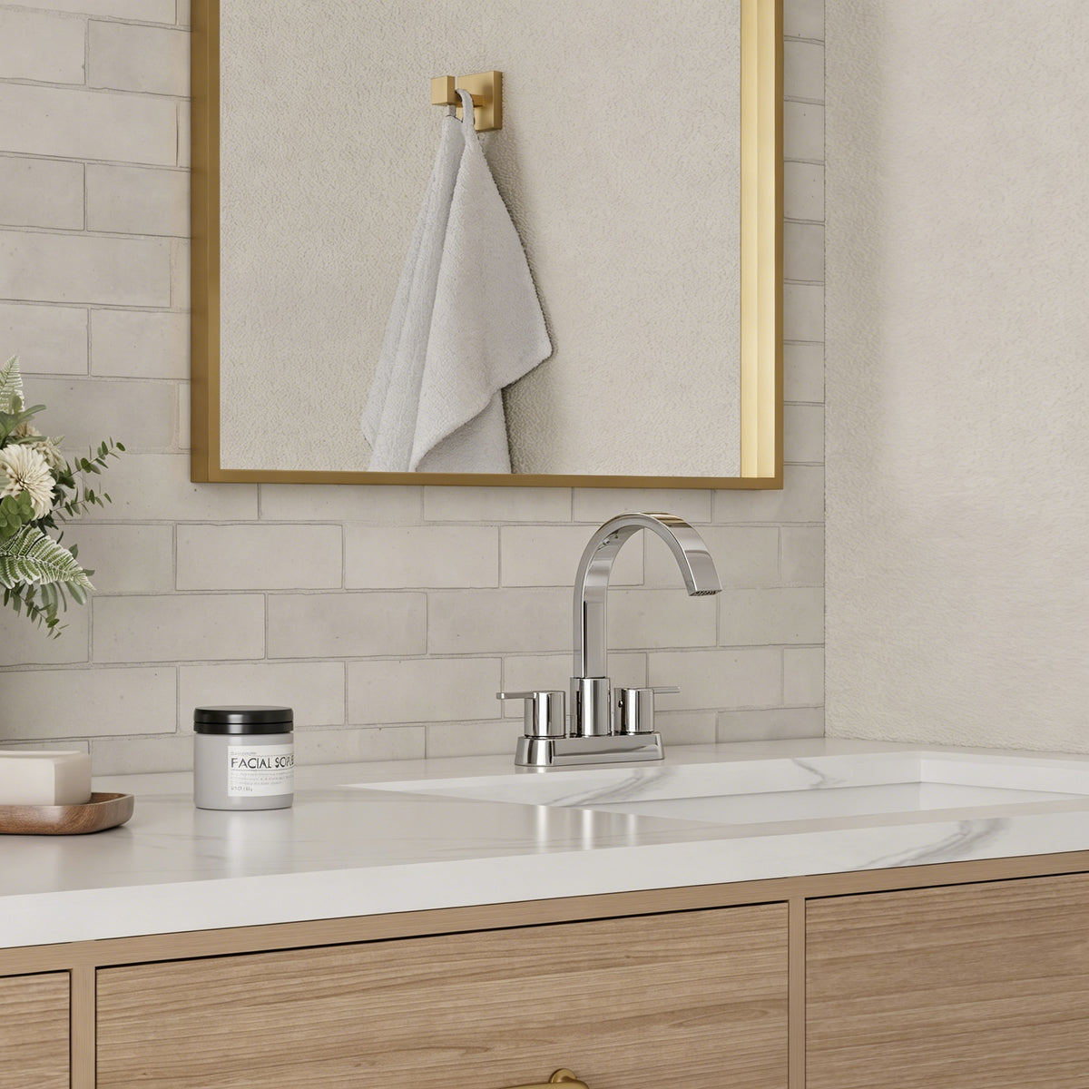 Two-Handle Centerset Bathroom Sink Faucet With Pop-Up Drain