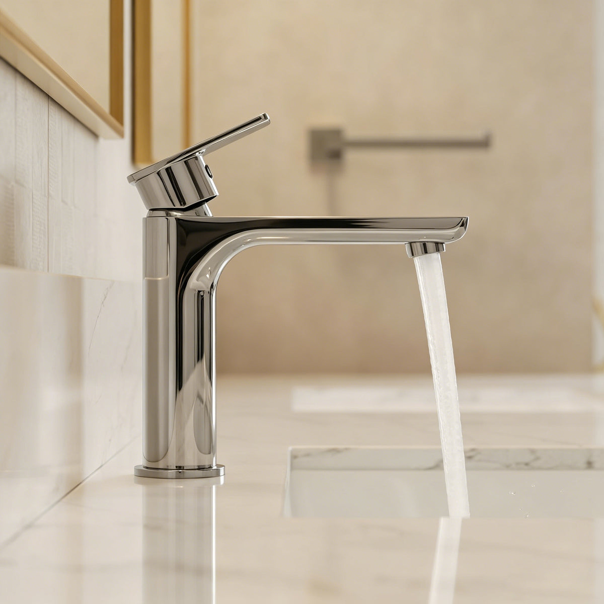 Single-Handle Bathroom Sink Faucet With Pop-Up Drain