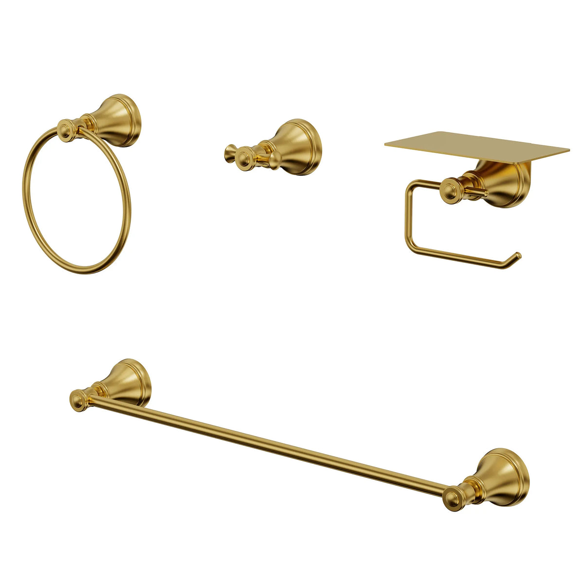 Four-Piece Wall-Mounted Bathroom Hardware Set with Phone Shelf
