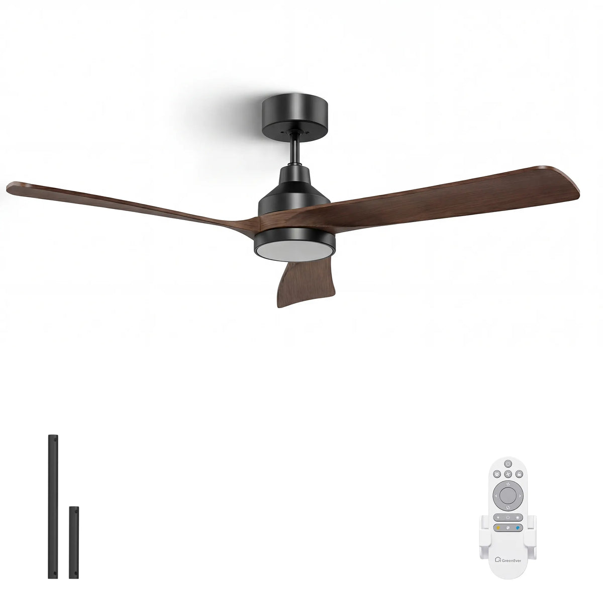 52-Inch Downrod Mount 3-Blade Ceiling Fan with Light and Remote Control