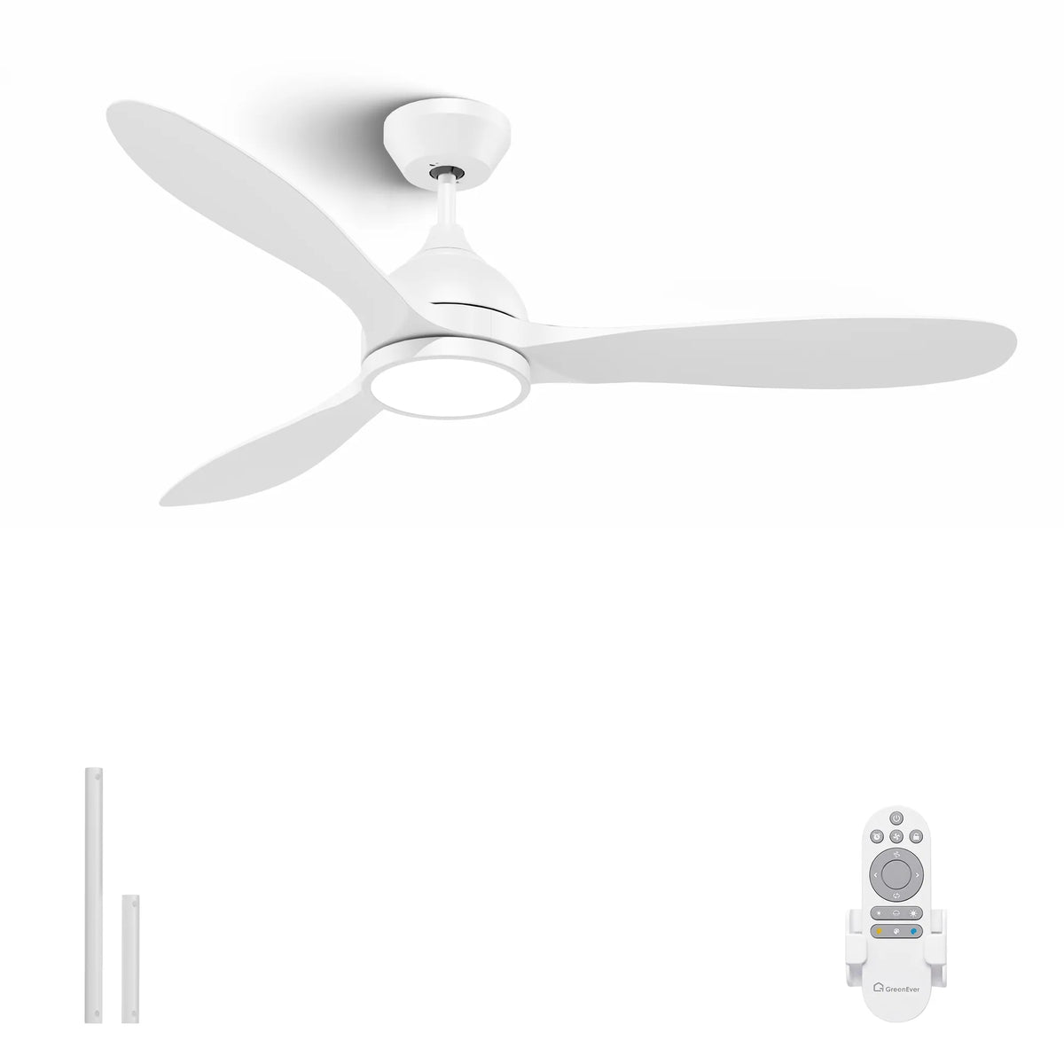 52-Inch Downrod Mount 3-Blade Ceiling Fan with Light and Remote Control