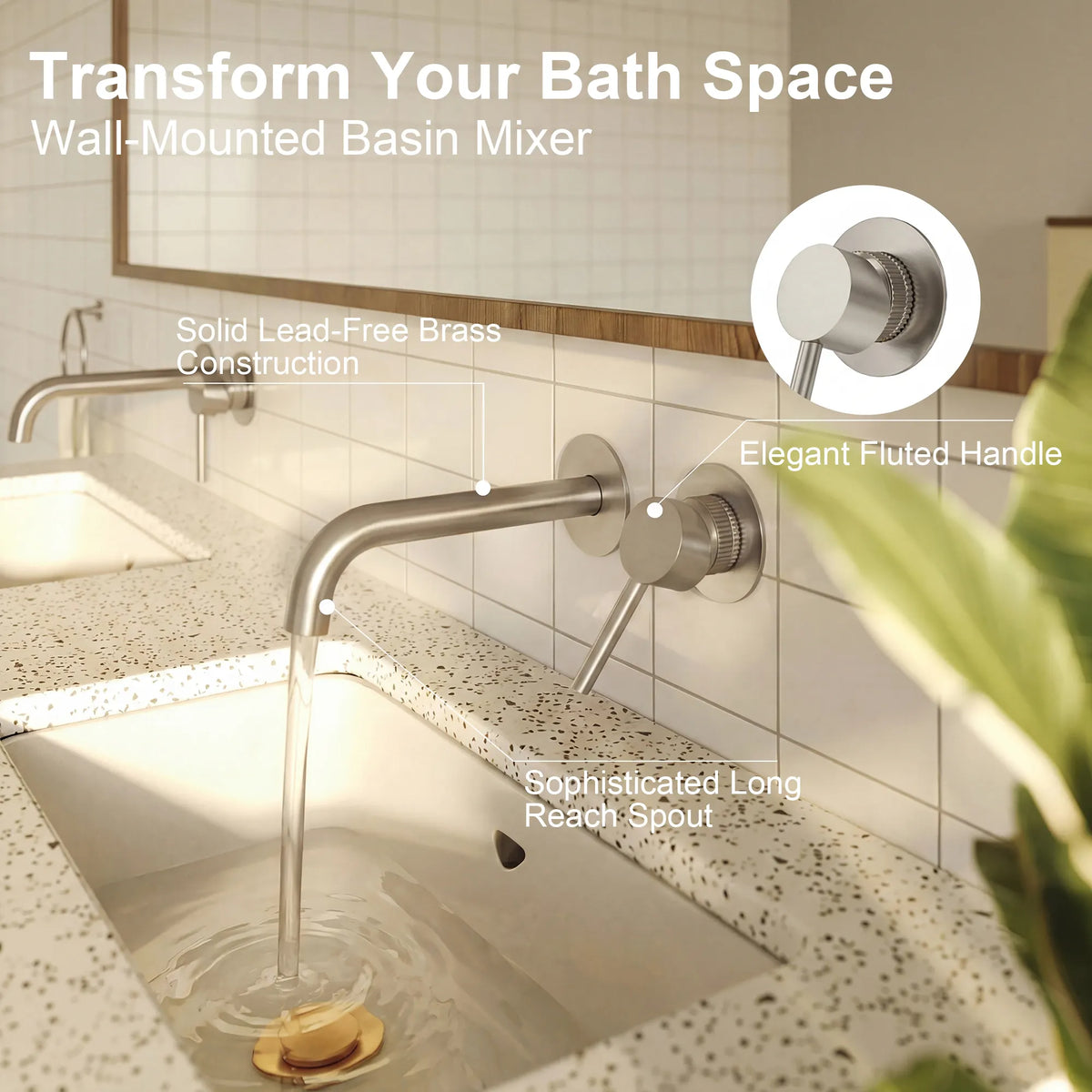 Single-Handle Wall-Mount Bathroom Sink Faucet With Pop-Up Drain