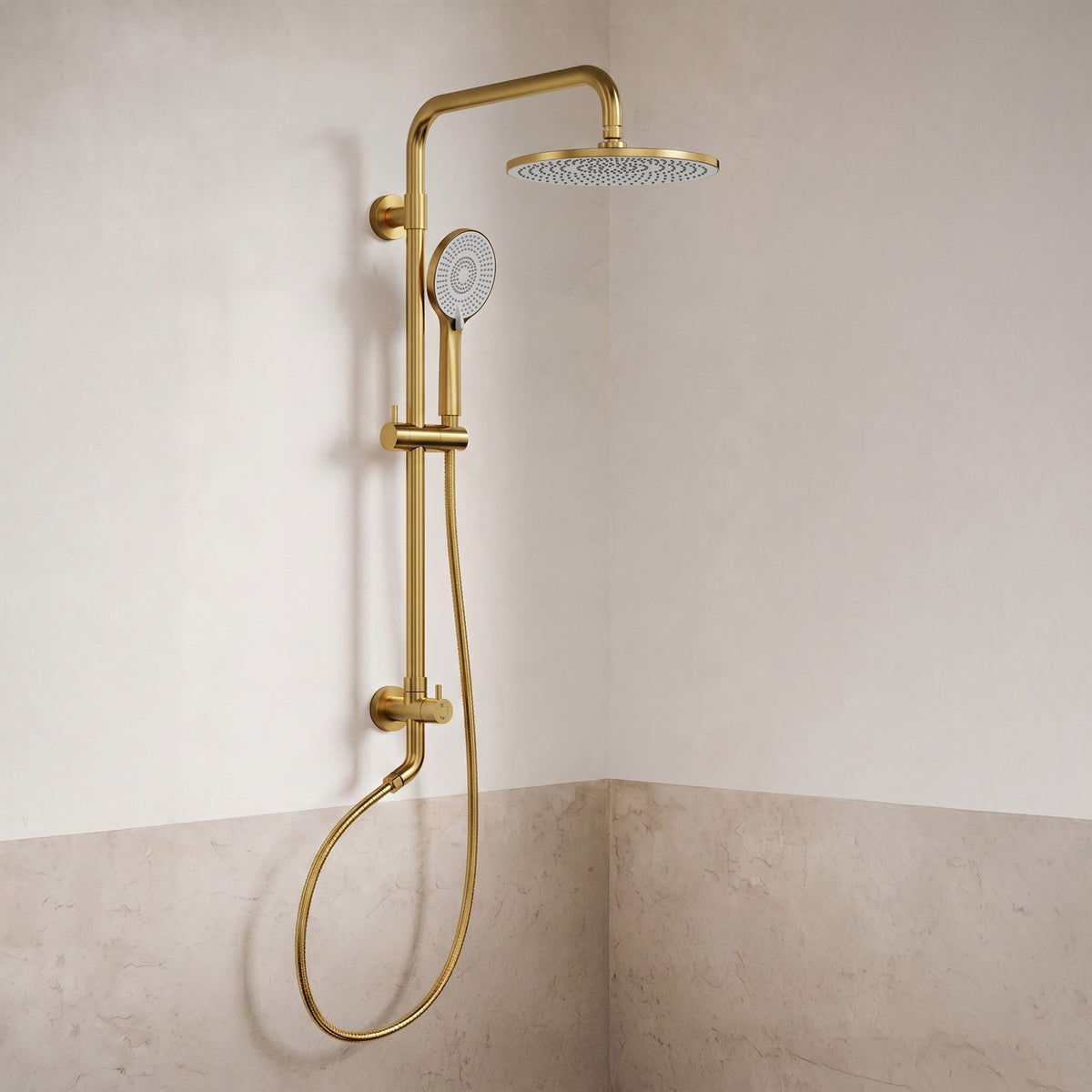 Exposed Dual-Function Rain Shower System with Adjustable Handheld