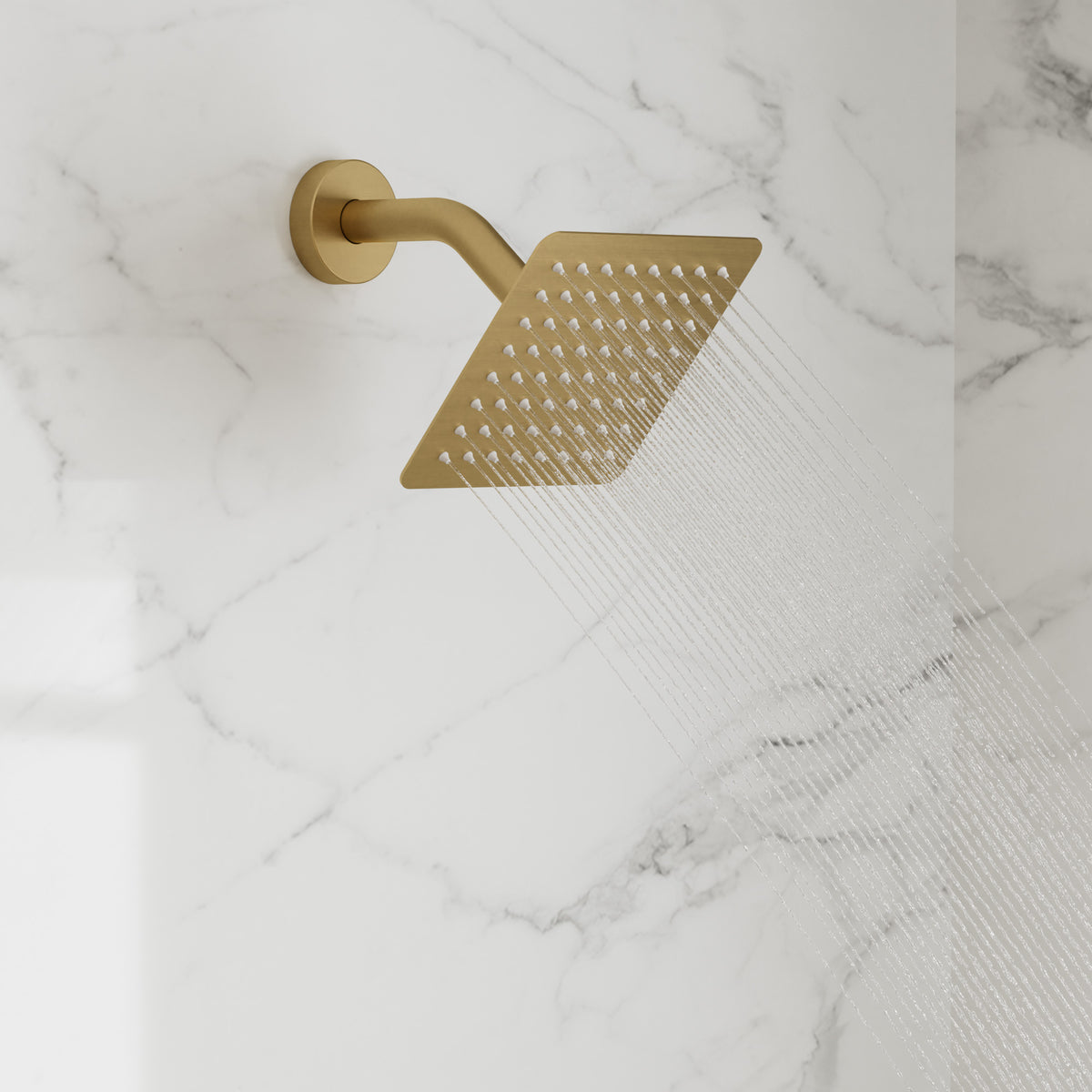 Square Wall-Mounted Shower System with Adjustable Handheld Spray