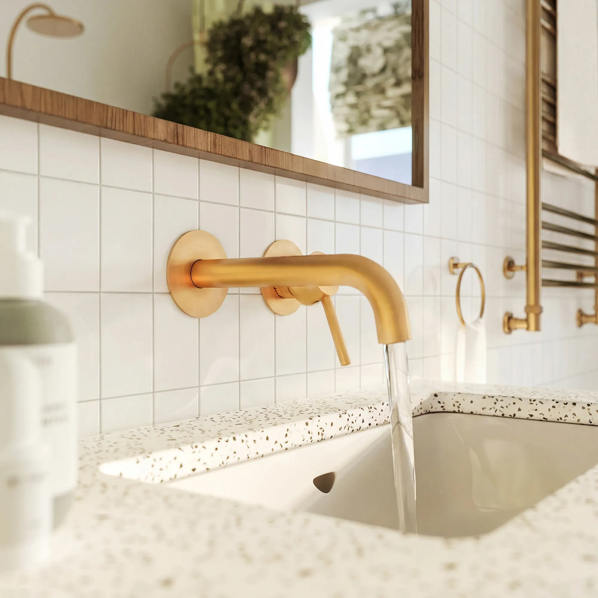 Single-Handle Wall-Mount Bathroom Sink Faucet With Pop-Up Drain