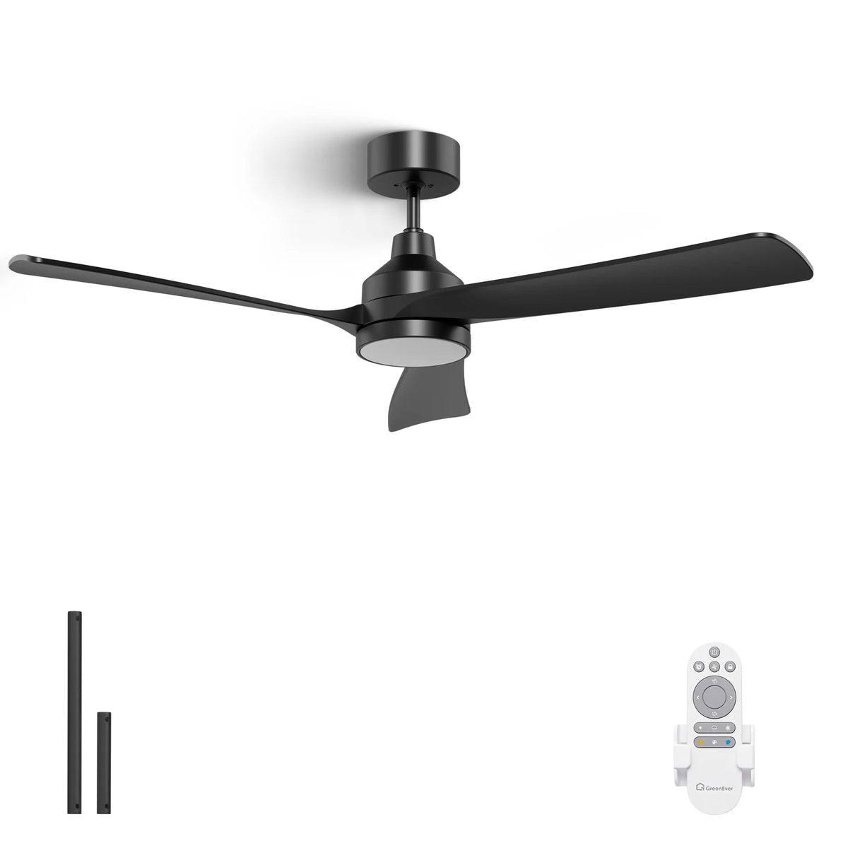 52-Inch Downrod Mount 3-Blade Ceiling Fan with Light and Remote Control