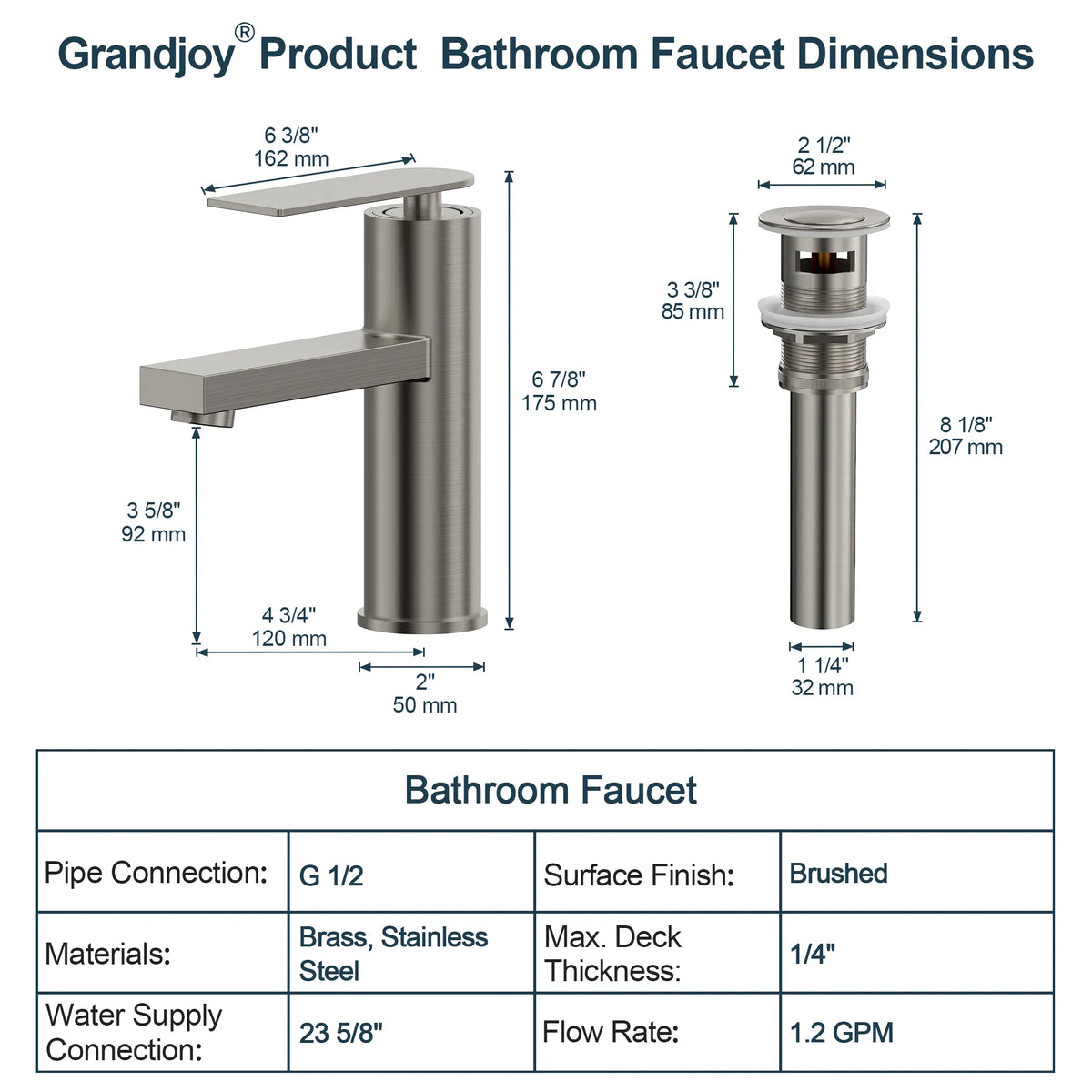 Single-Hole Bathroom Sink Faucet With Pop-Up Drain