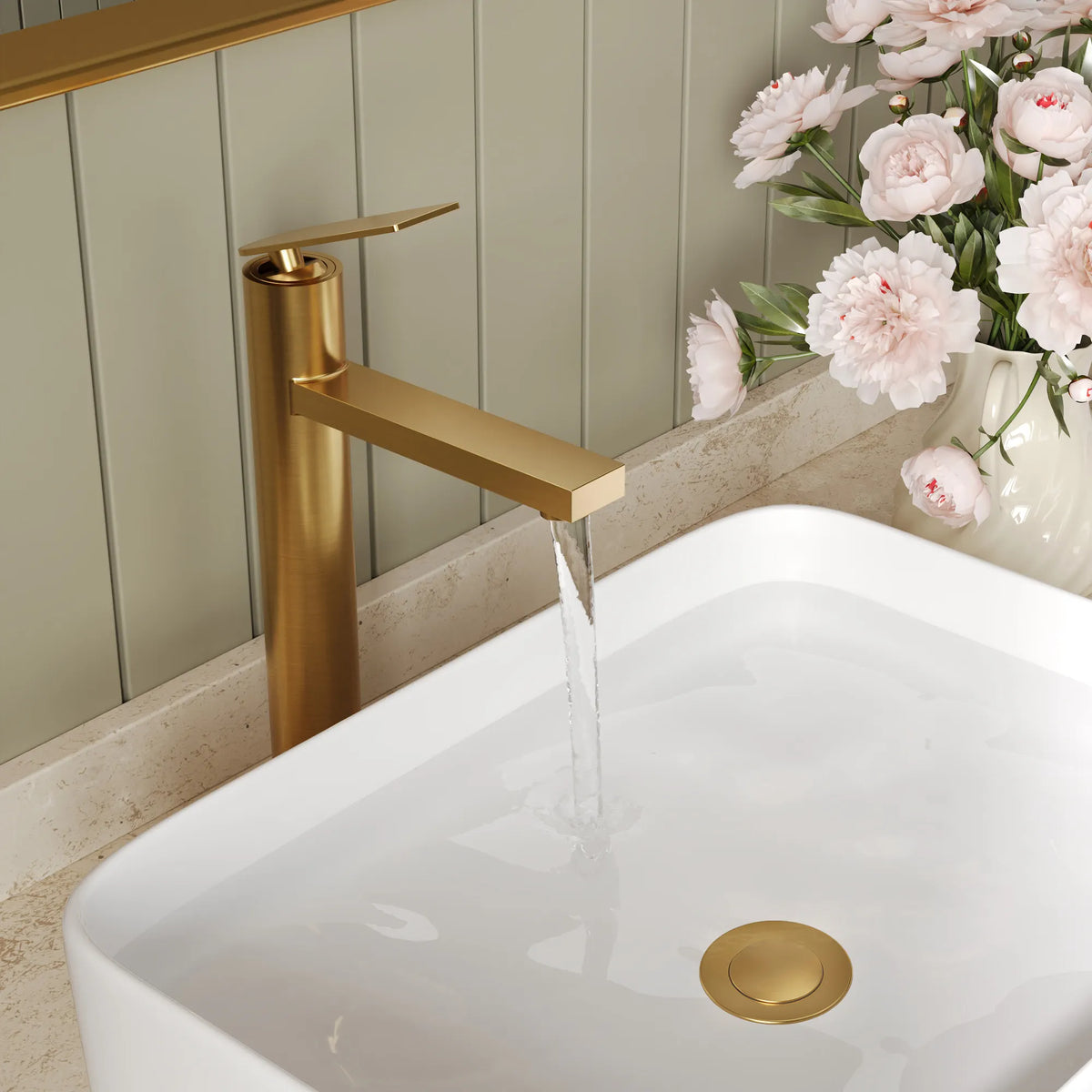 Single-Handle Vessel Bathroom Sink Faucet With Pop-Up Drain