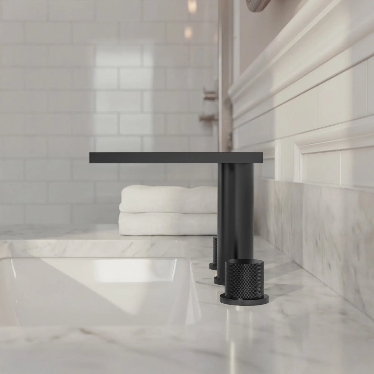 Two-Handle Mid Arc Widespread Bathroom Sink Faucet With Pop-Up Drain