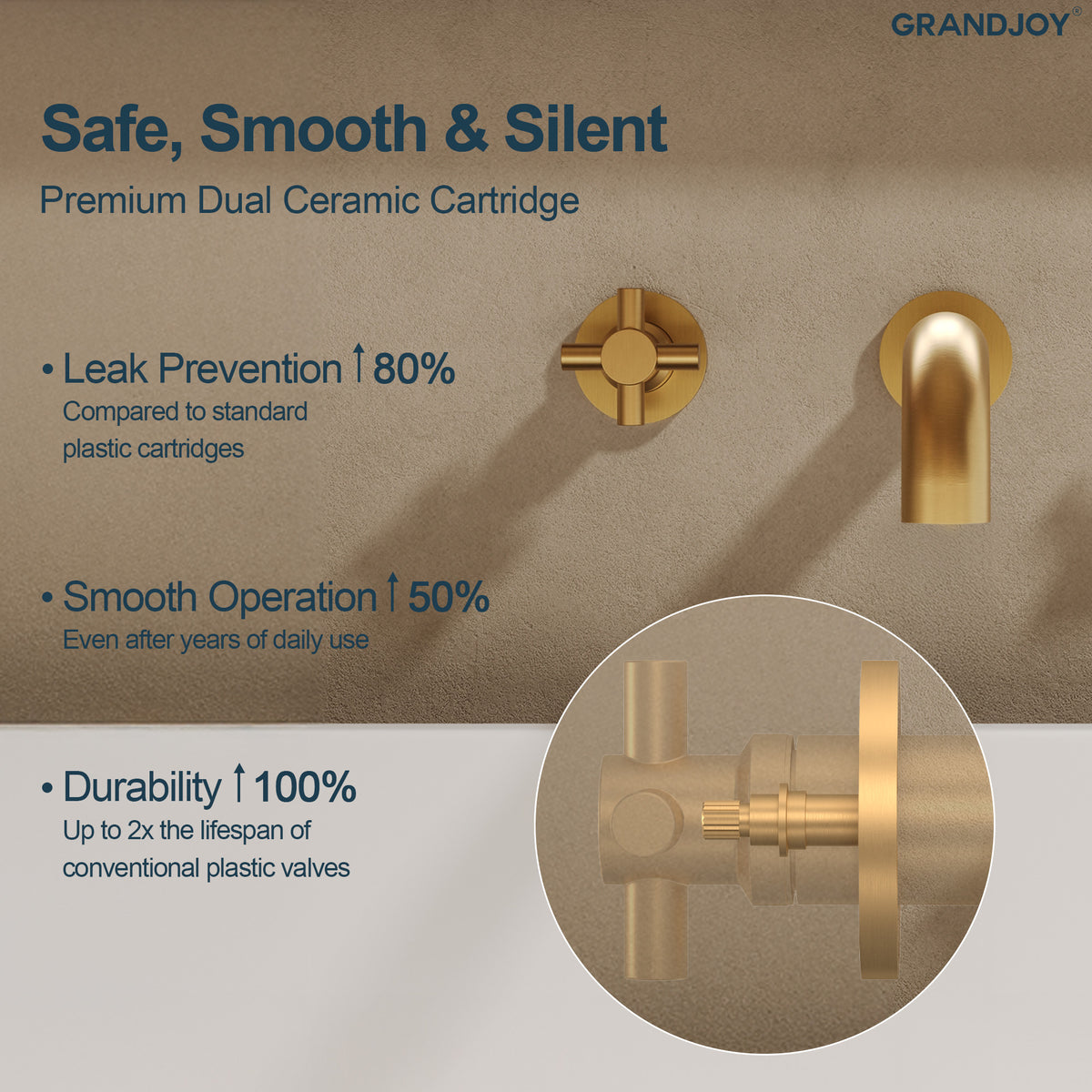 Wall-Mounted Long-Spout Roman Bathtub Faucet with Dual Handles