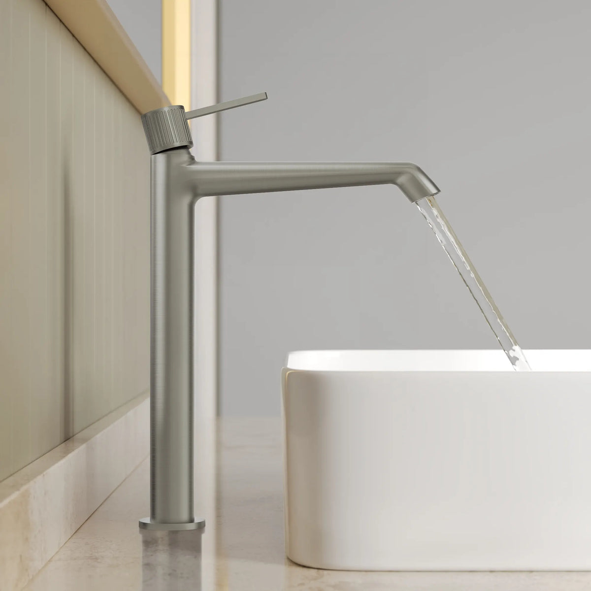Single-Handle Vessel Bathroom Sink Faucet With Pop-Up Drain