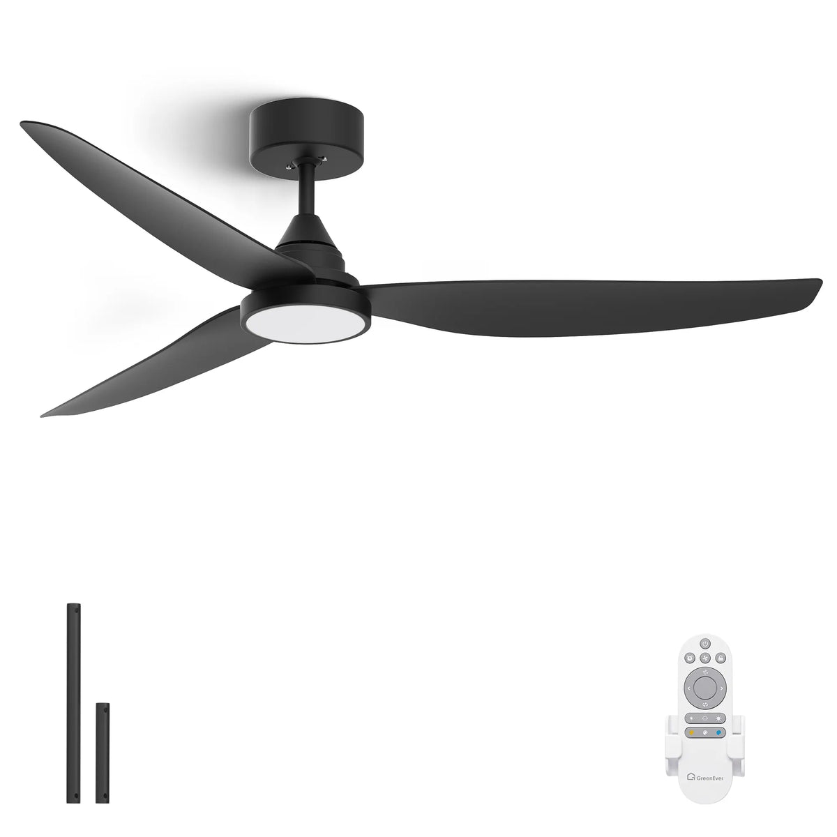 54-Inch Downrod Mount 3-Blade Ceiling Fan with Light and Remote Control