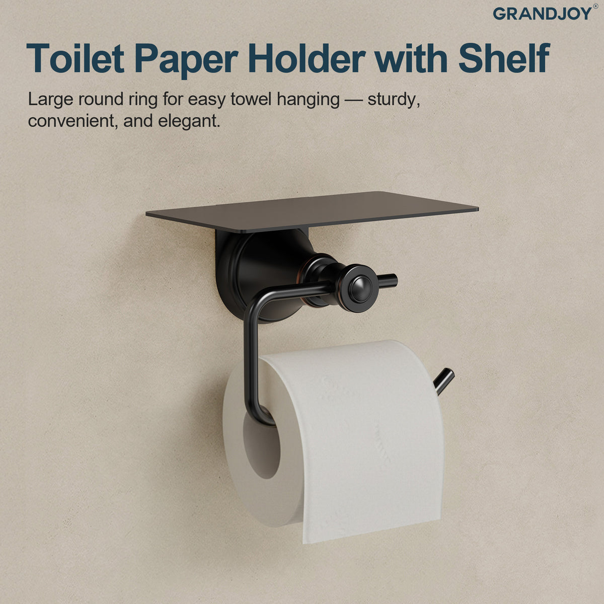 Four-Piece Wall-Mounted Bathroom Hardware Set with Phone Shelf