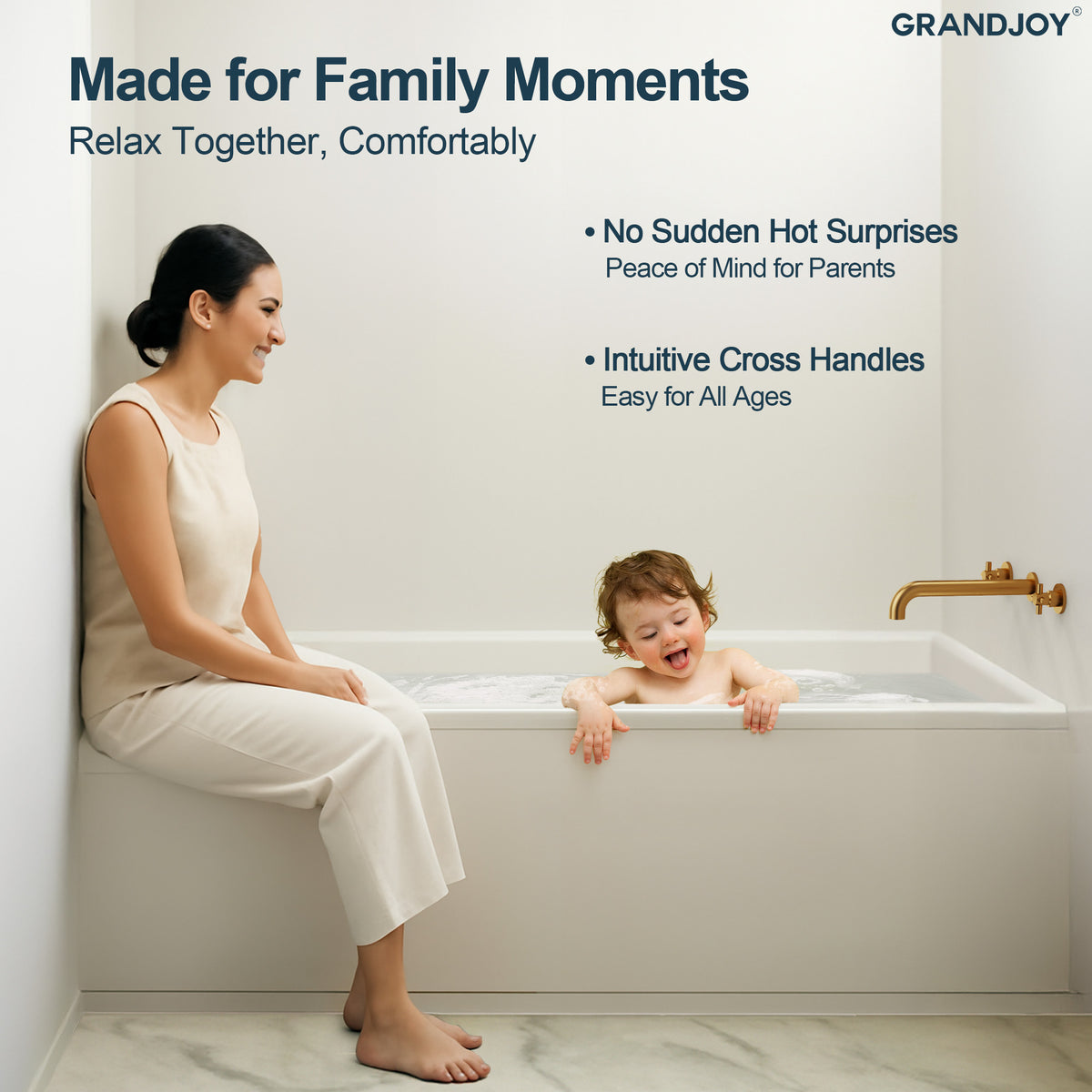 Wall-Mounted Long-Spout Roman Bathtub Faucet with Dual Handles