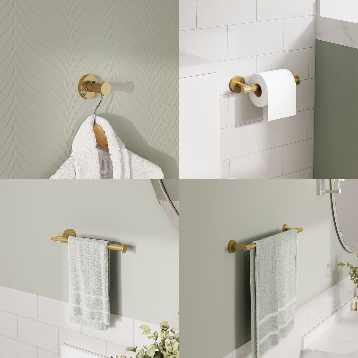 Four-Piece Wall-Mounted Bathroom Hardware Set with Knurled Towel Bars