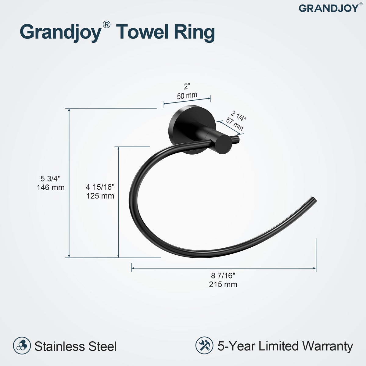 Circular Wall-Mounted Swing-Arm Towel Ring with 180-Degree Pivot
