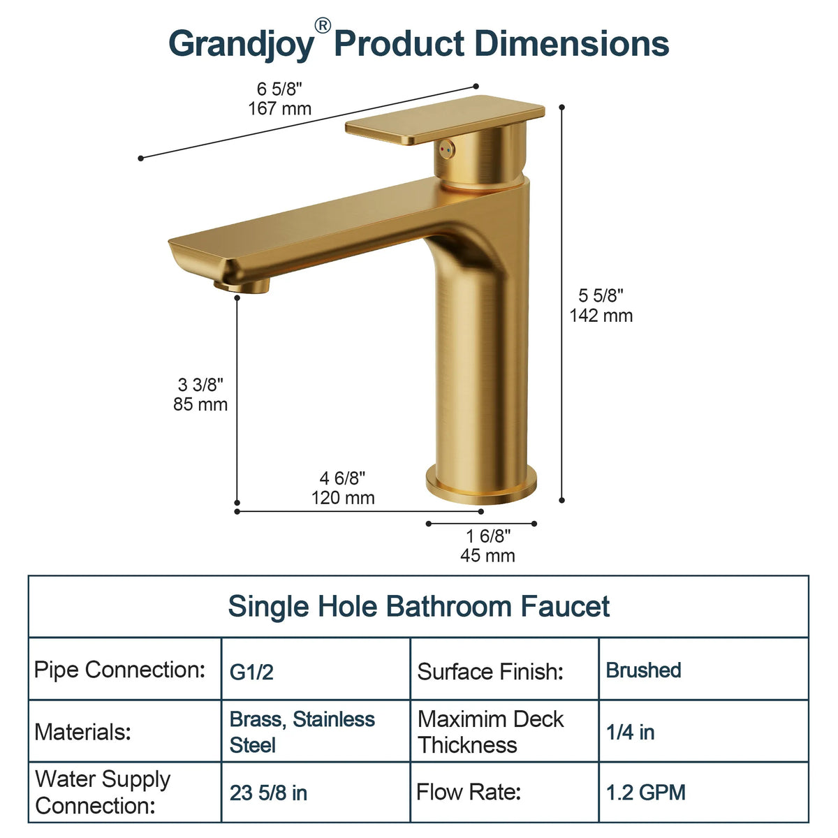 Single-Handle Bathroom Sink Faucet With Pop-Up Drain