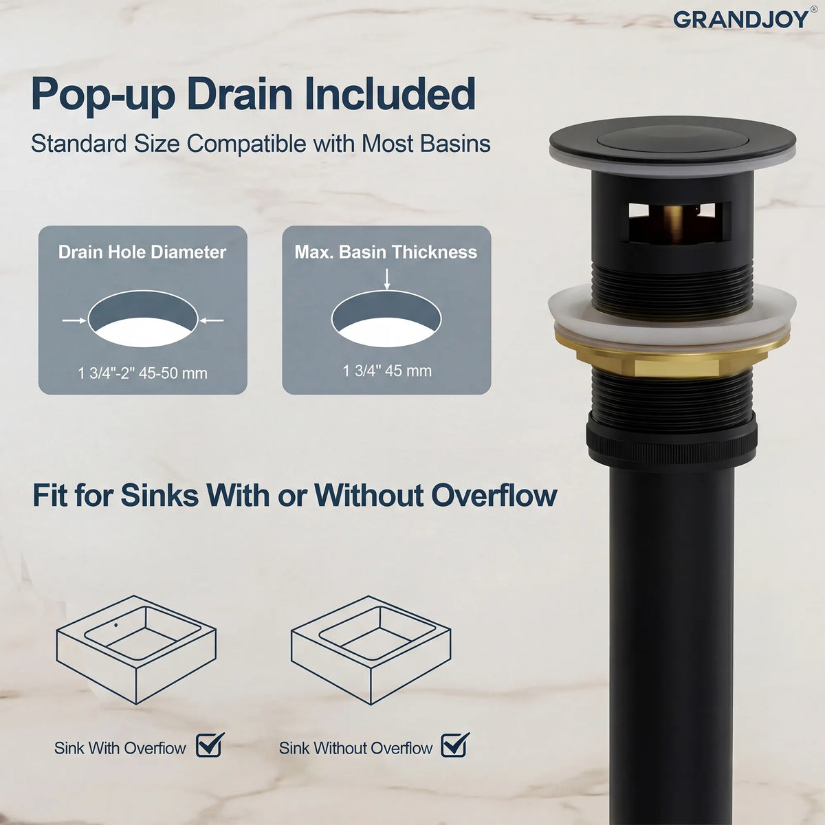 Single-Handle Vessel Bathroom Sink Faucet With Pop-Up Drain
