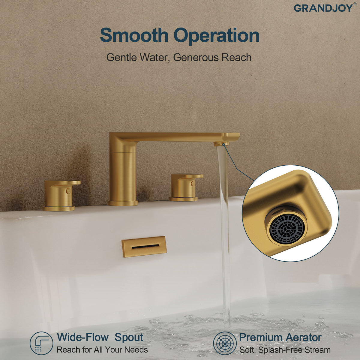 Low-Arc Deck-Mounted Roman Bathtub Faucet with Dual Handles