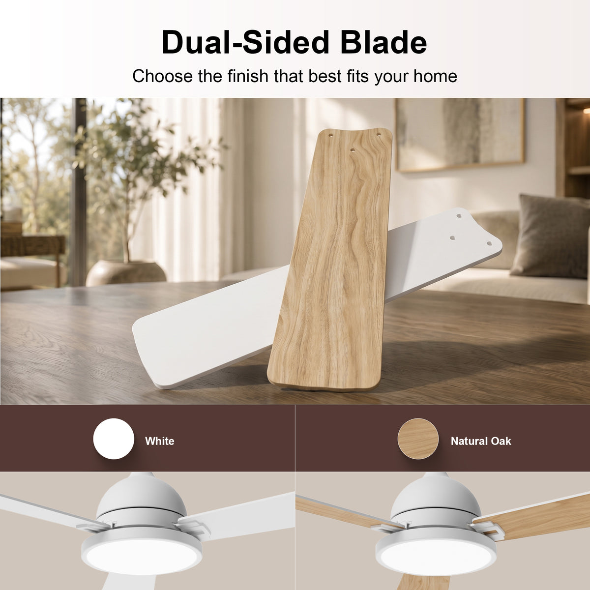 52-Inch Downrod Mount 3-Blade Ceiling Fan with Light and Remote Control