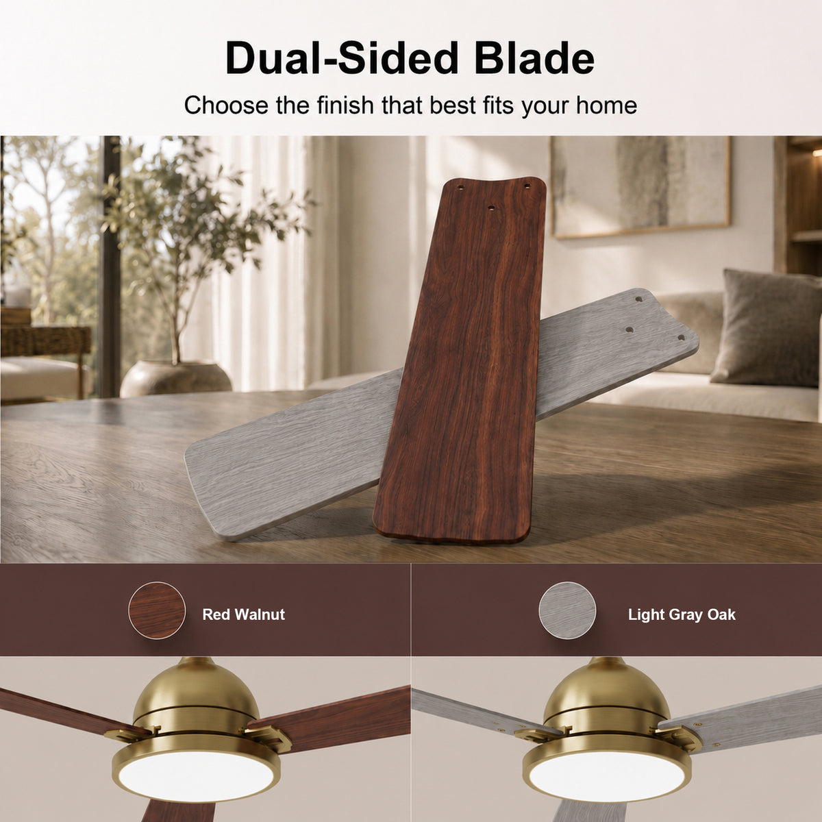 52-Inch Downrod Mount 3-Blade Ceiling Fan with Light and Remote Control