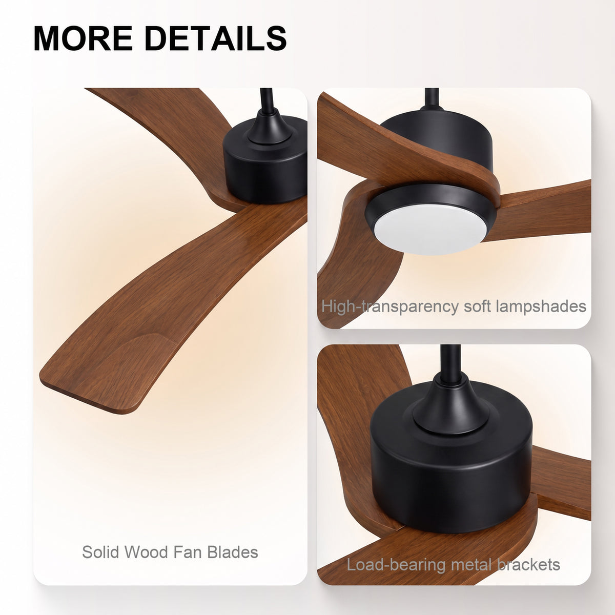 52-Inch Downrod Mount 3-Blade Ceiling Fan with Light and Remote Control