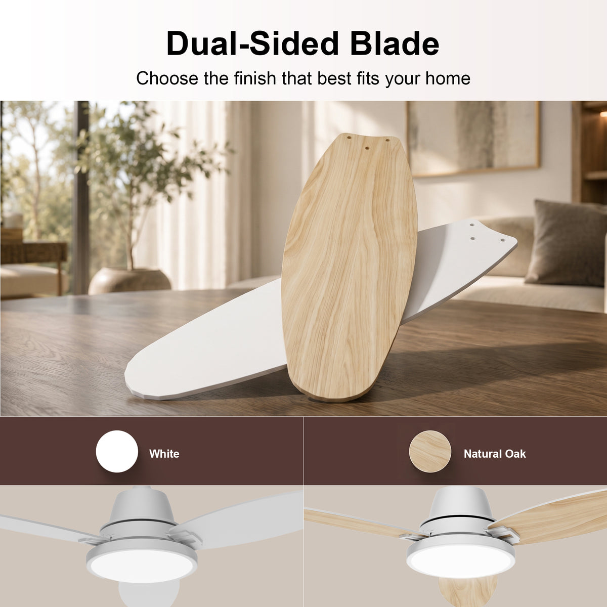 52-Inch Downrod Mount 3-Blade Ceiling Fan with Light and Remote Control