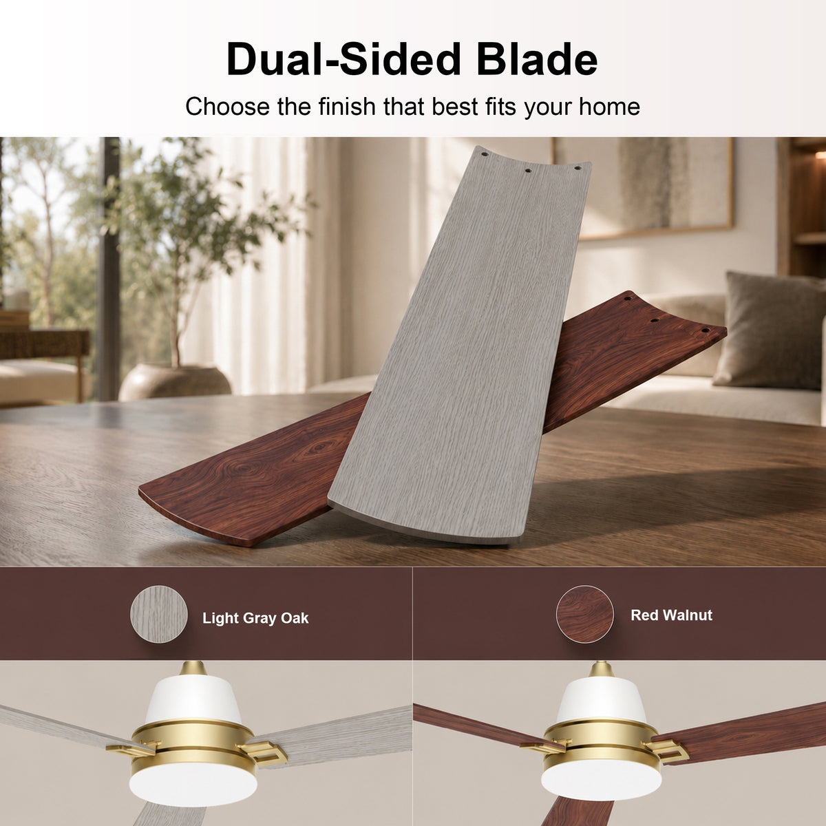 52-Inch Downrod Mount 3-Blade Ceiling Fan with Light and Remote Control