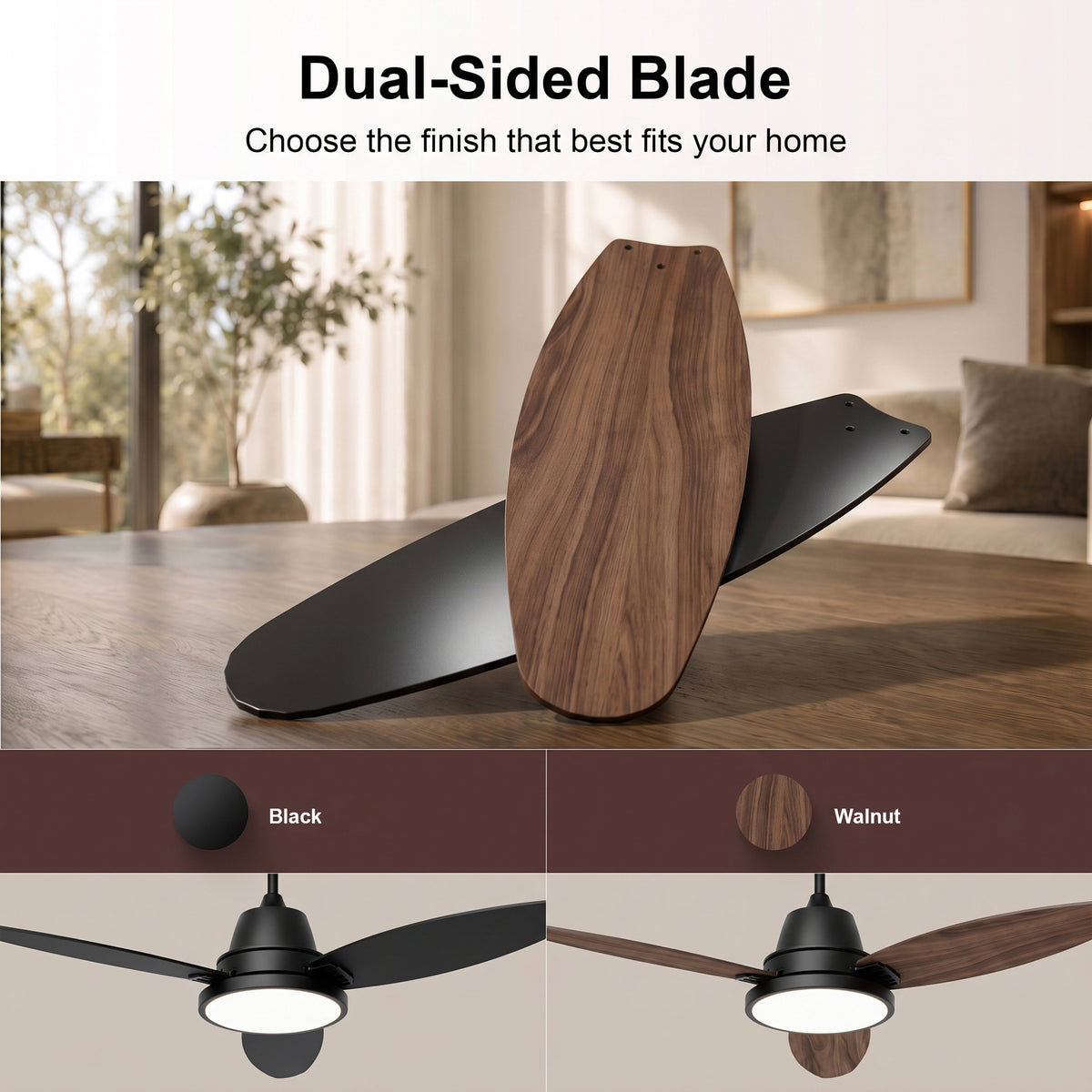 52-Inch Downrod Mount 3-Blade Ceiling Fan with Light and Remote Control