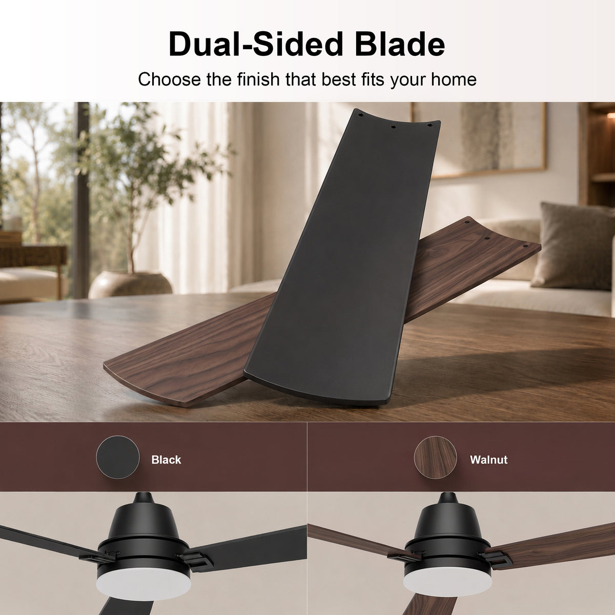 52-Inch Downrod Mount 3-Blade Ceiling Fan with Light and Remote Control