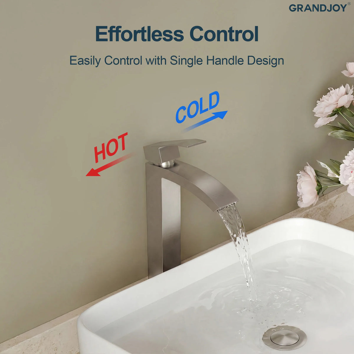 Single-Handle Vessel Bathroom Sink Faucet With Pop-Up Drain