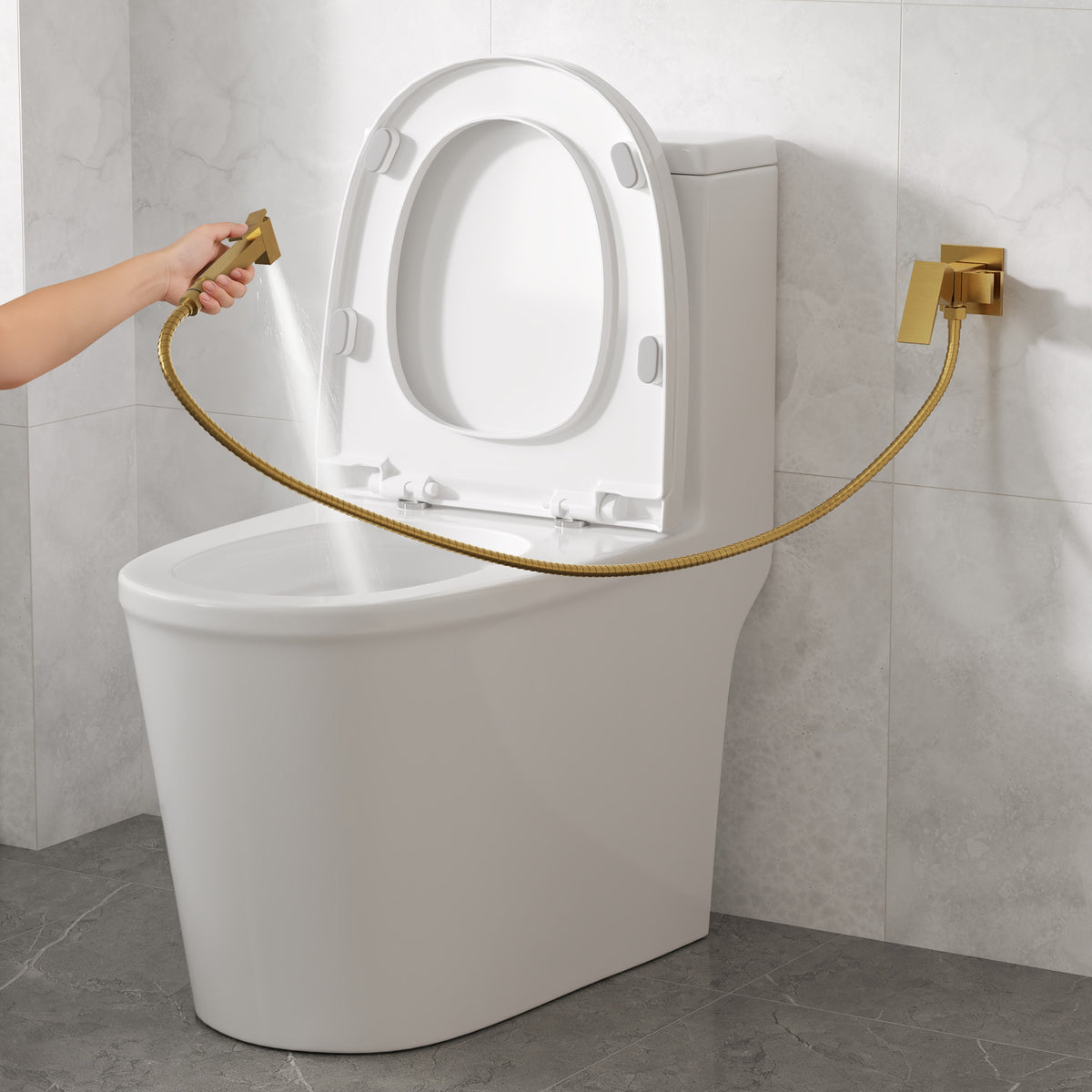 Wall-Mounted Brass Bidet Sprayer Set with Hot and Cold Control