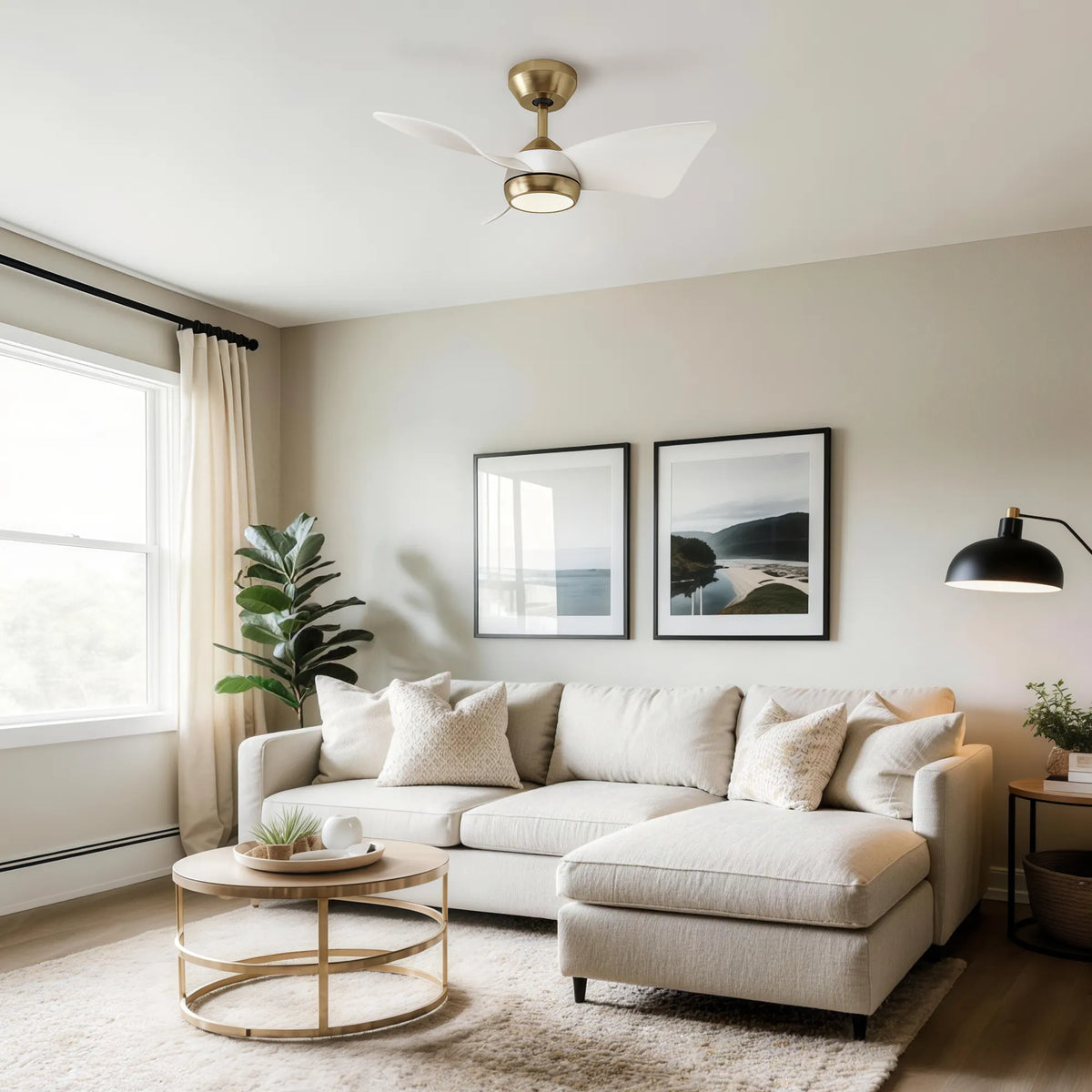 30-Inch Downrod Mount 3-Blade Ceiling Fan with Light and Remote Control