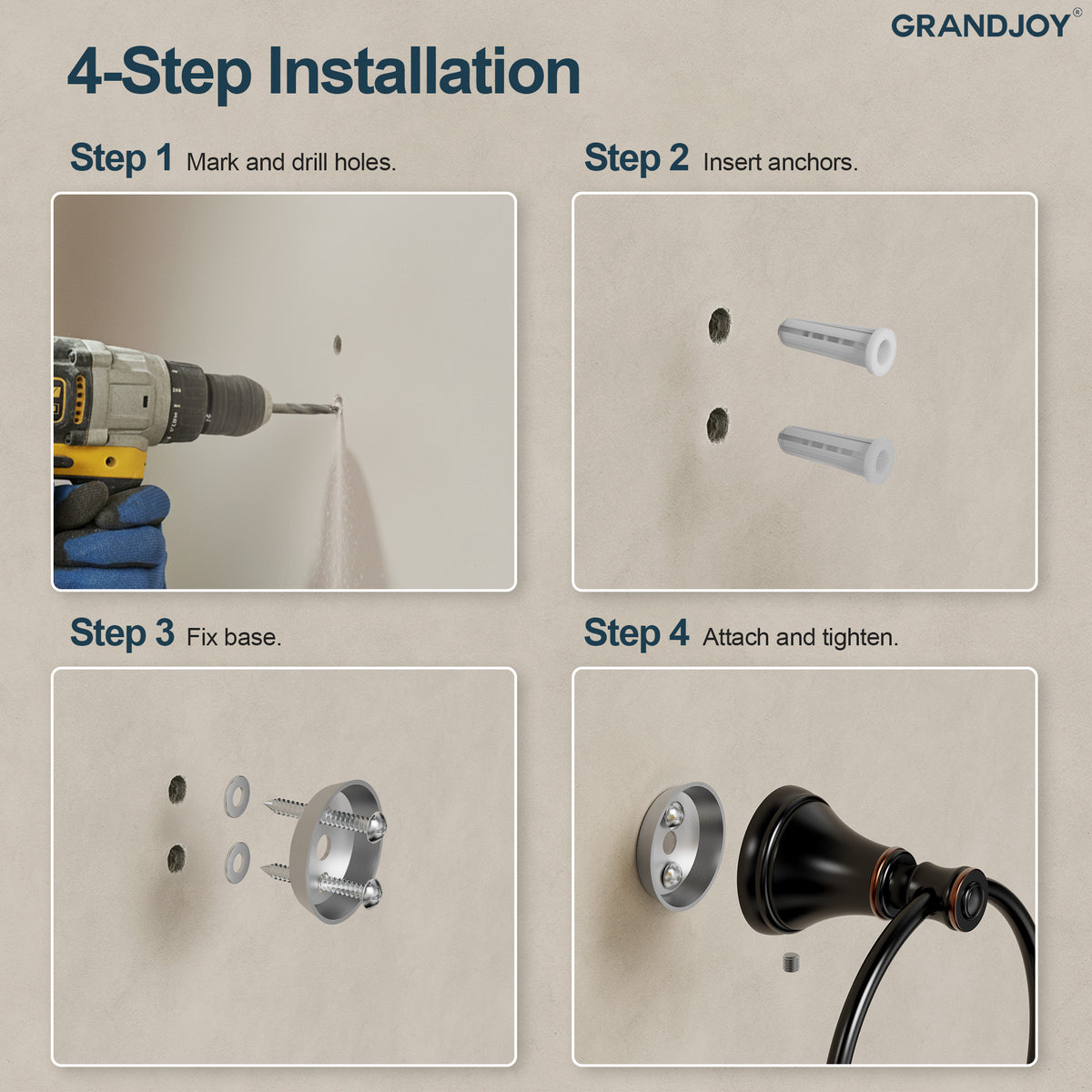 Four-Piece Wall-Mounted Bathroom Hardware Set with Phone Shelf