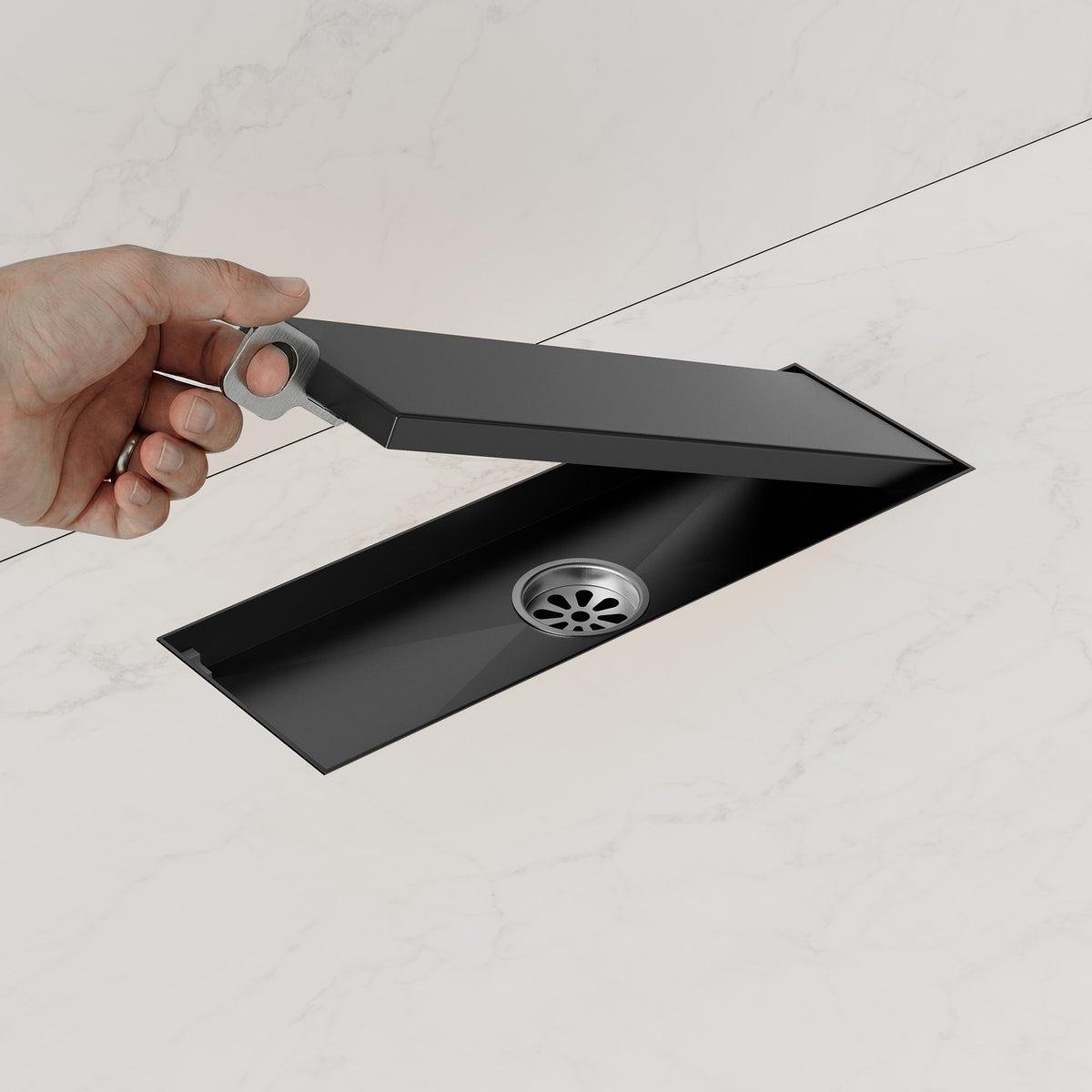 12-Inch Reversible Linear Shower Drain with Anti-Odor Core