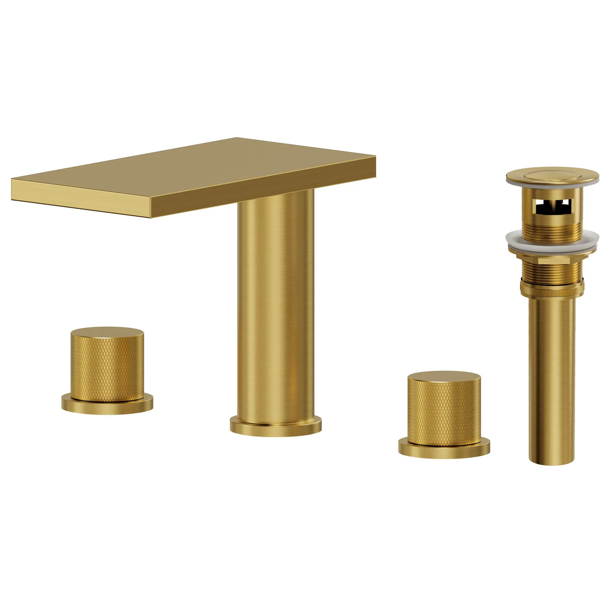 Two-Handle Mid Arc Widespread Bathroom Sink Faucet With Pop-Up Drain