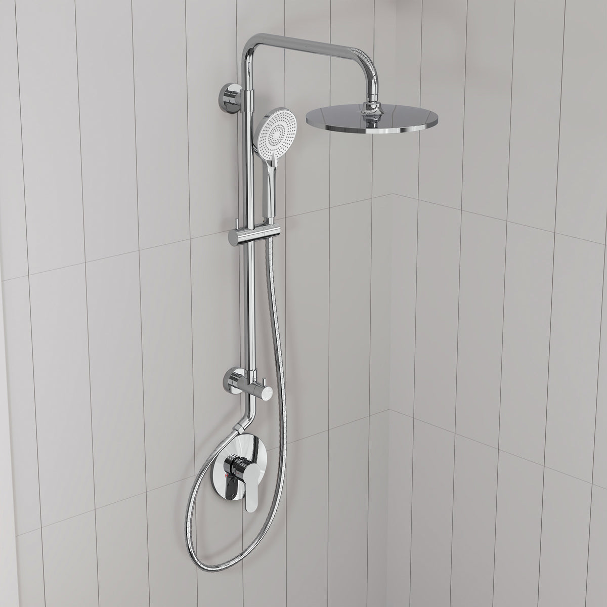 Exposed Pressure-Balanced Rain Shower System with Handheld Spray
