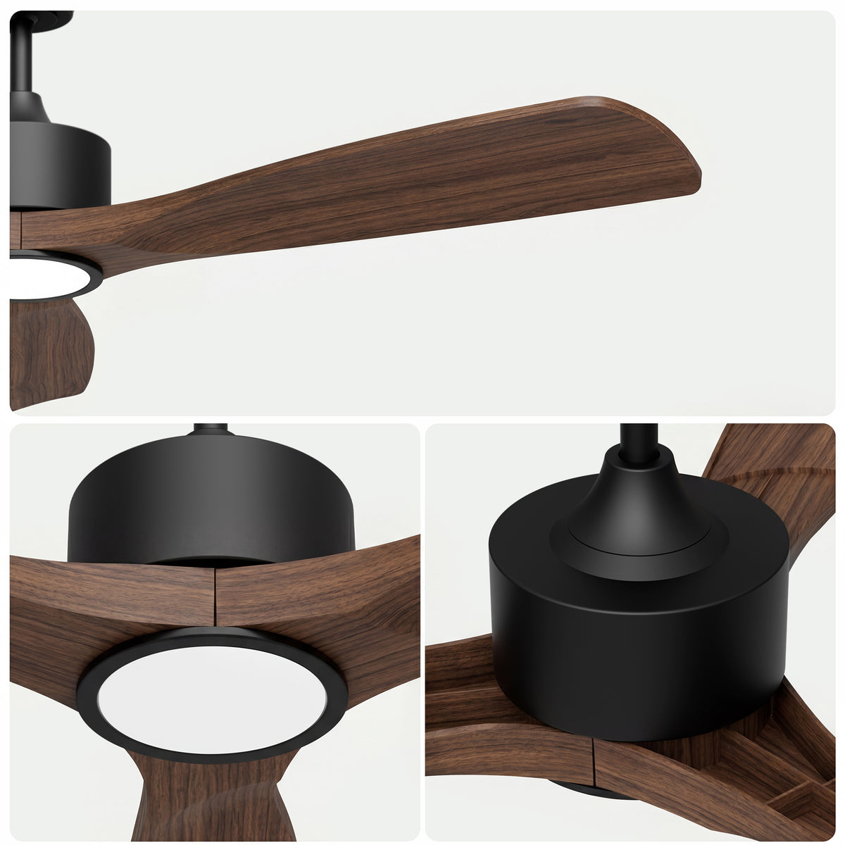 52-Inch Downrod Mount 3-Blade Ceiling Fan with Light and Remote Control