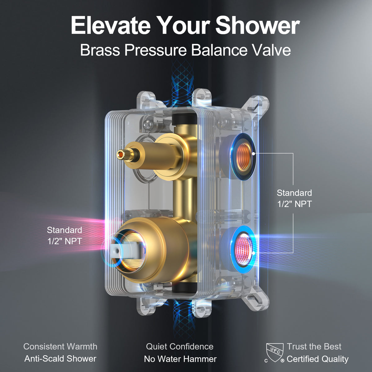 Round Wall-Mounted Rain Shower System with Handheld Spray