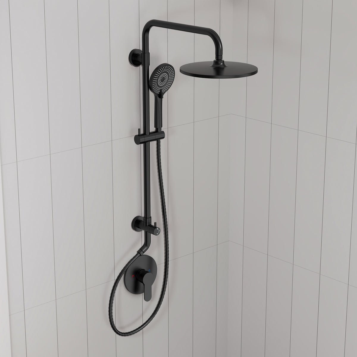 Exposed Pressure-Balanced Rain Shower System with Handheld Spray