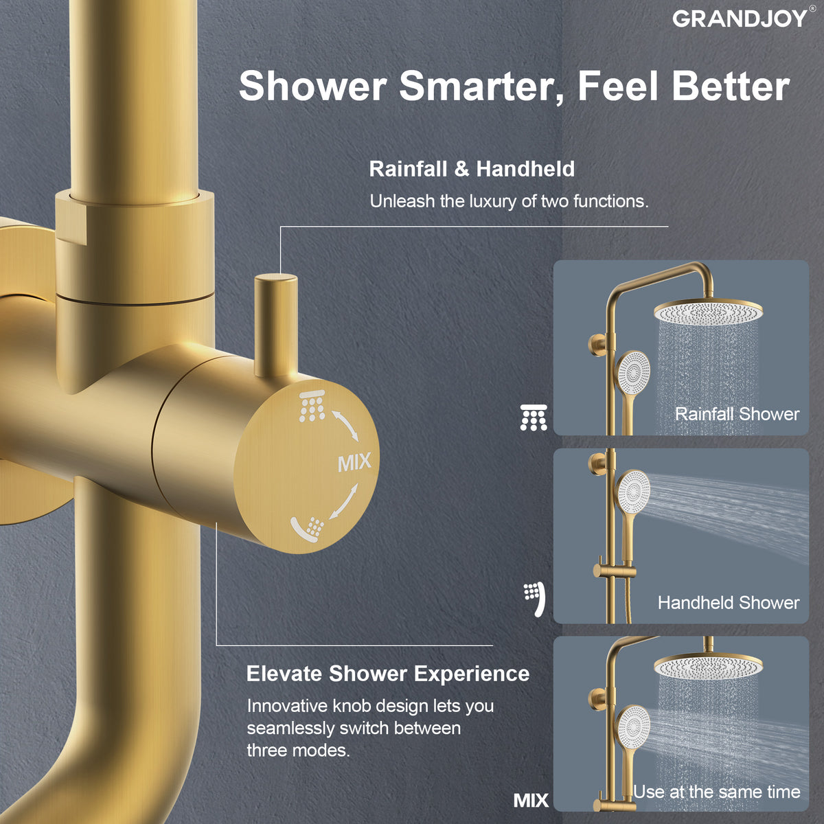 Exposed Pressure-Balanced Rain Shower System with Handheld Spray